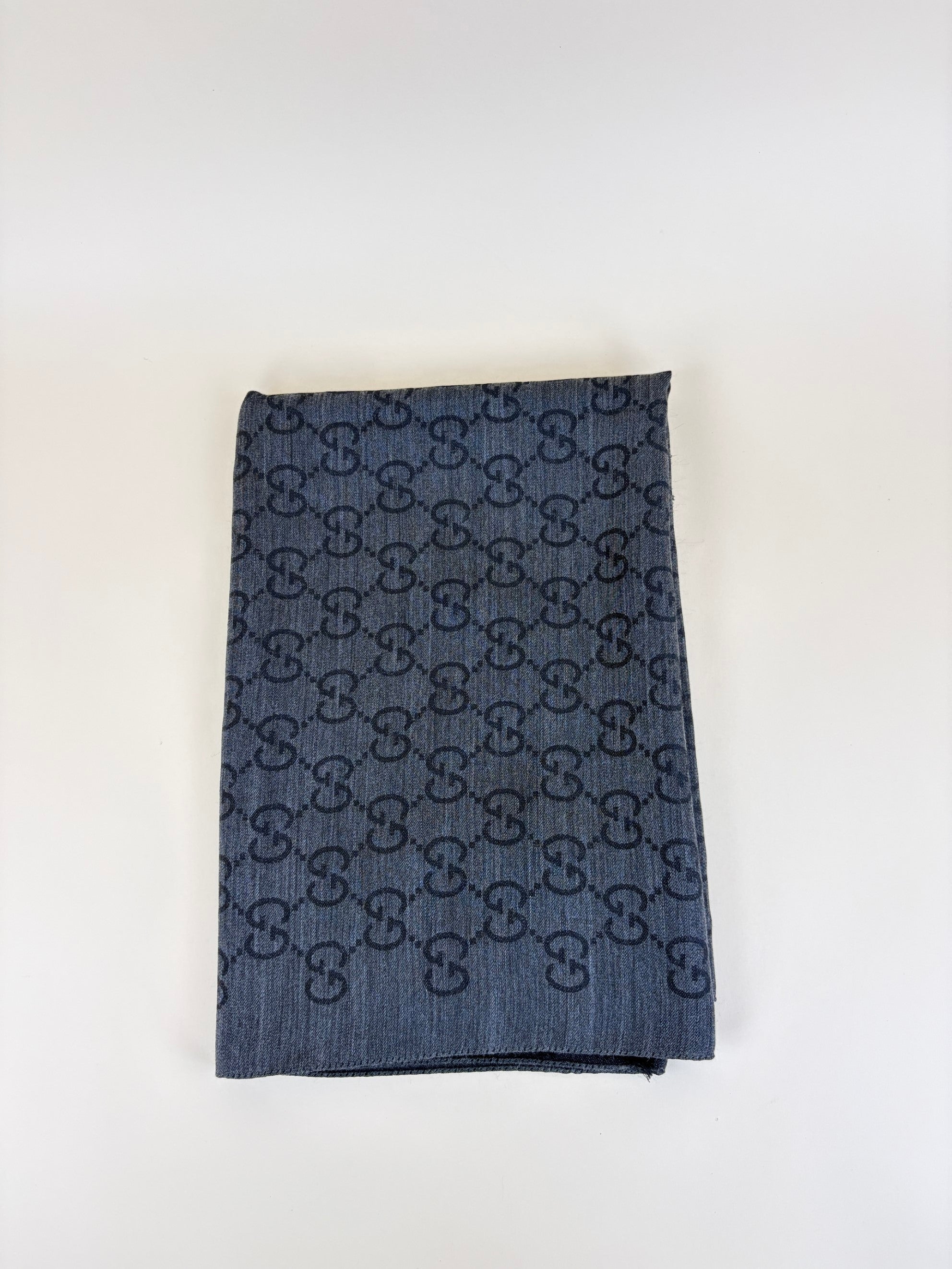 Gucci Grey GG Monogram Wool Silk Scarf