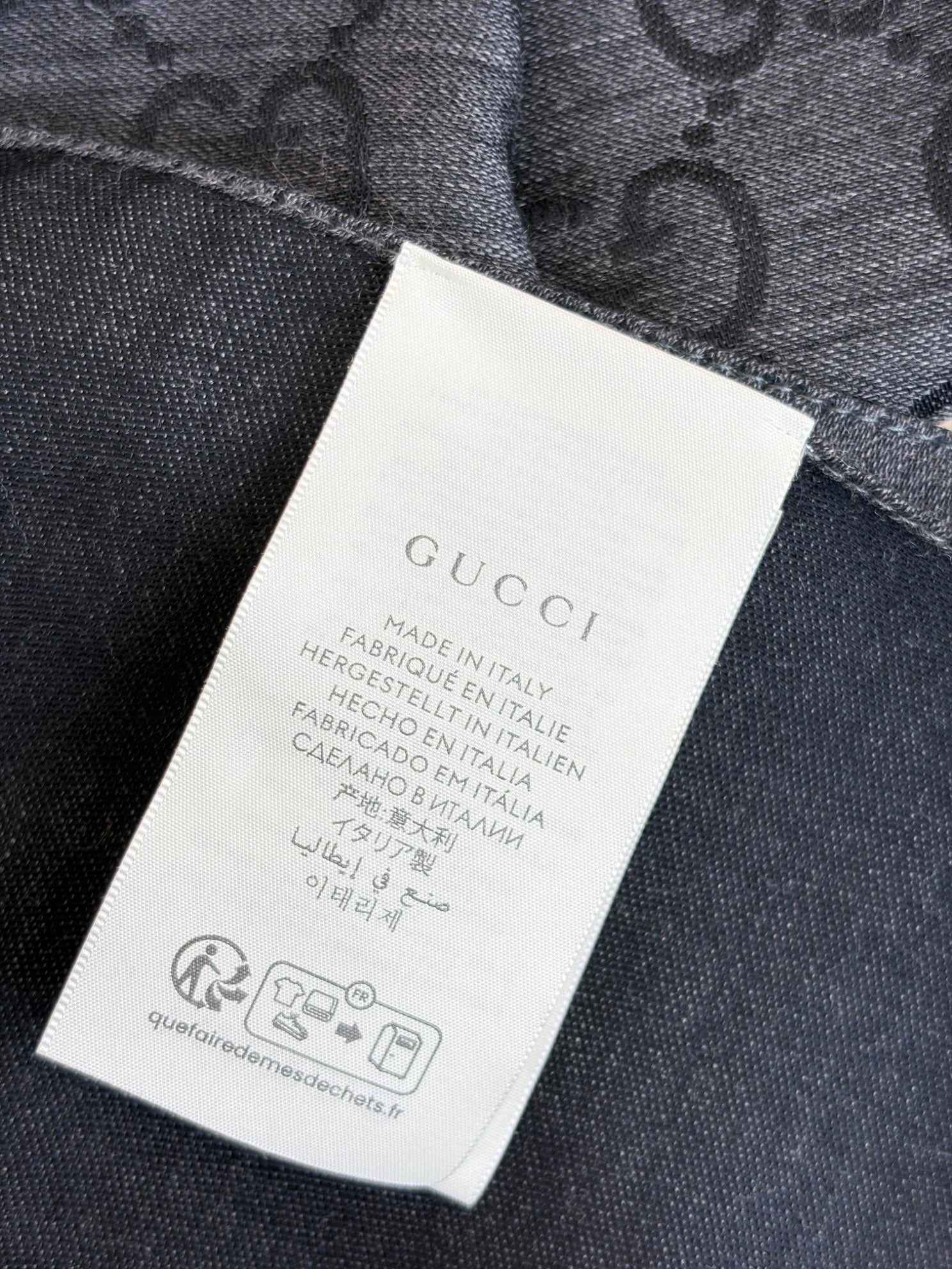 Gucci Grey GG Monogram Wool Silk Scarf