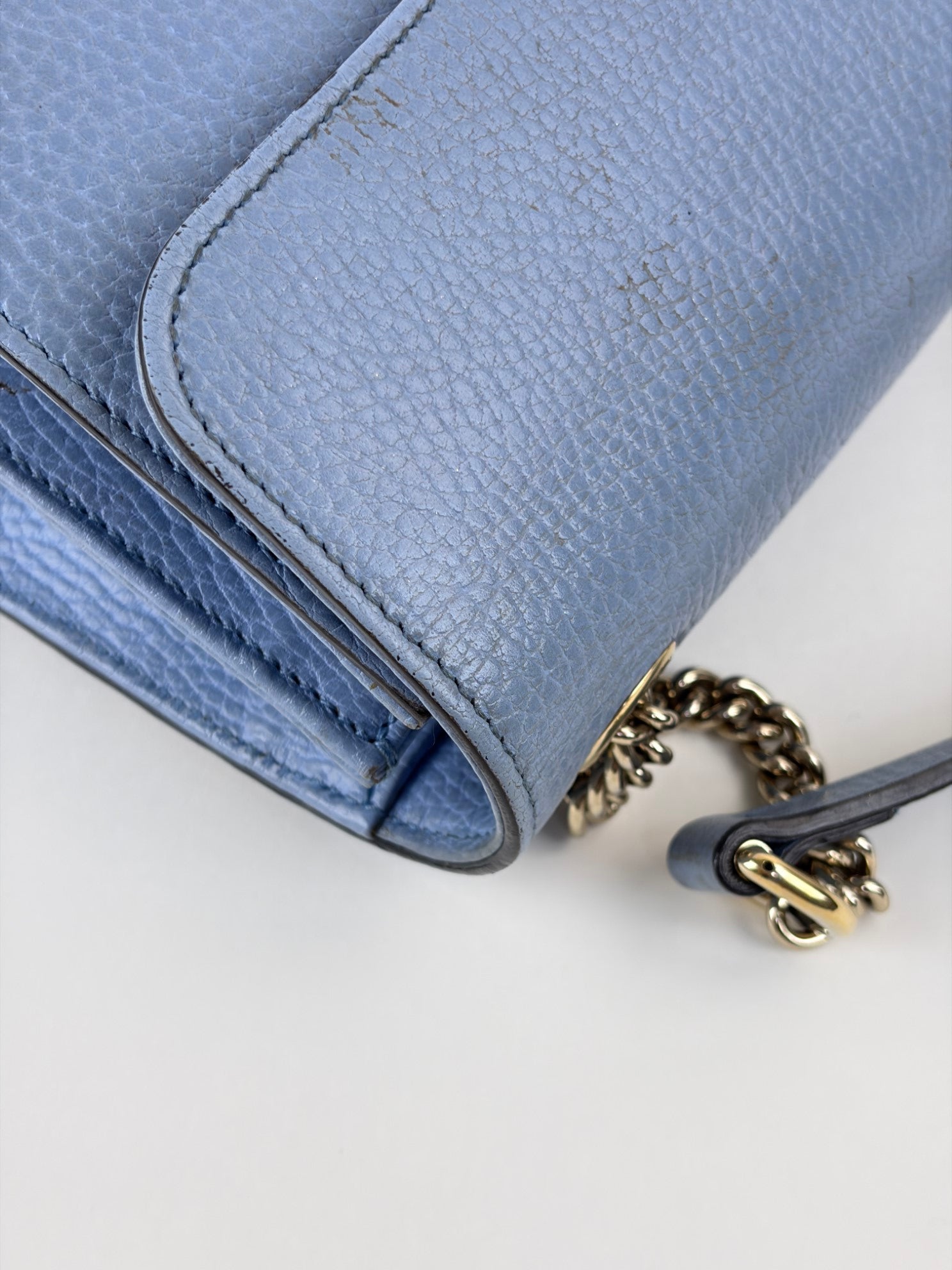 Gucci light blue dollar calfskin small Interlocking GG Bag