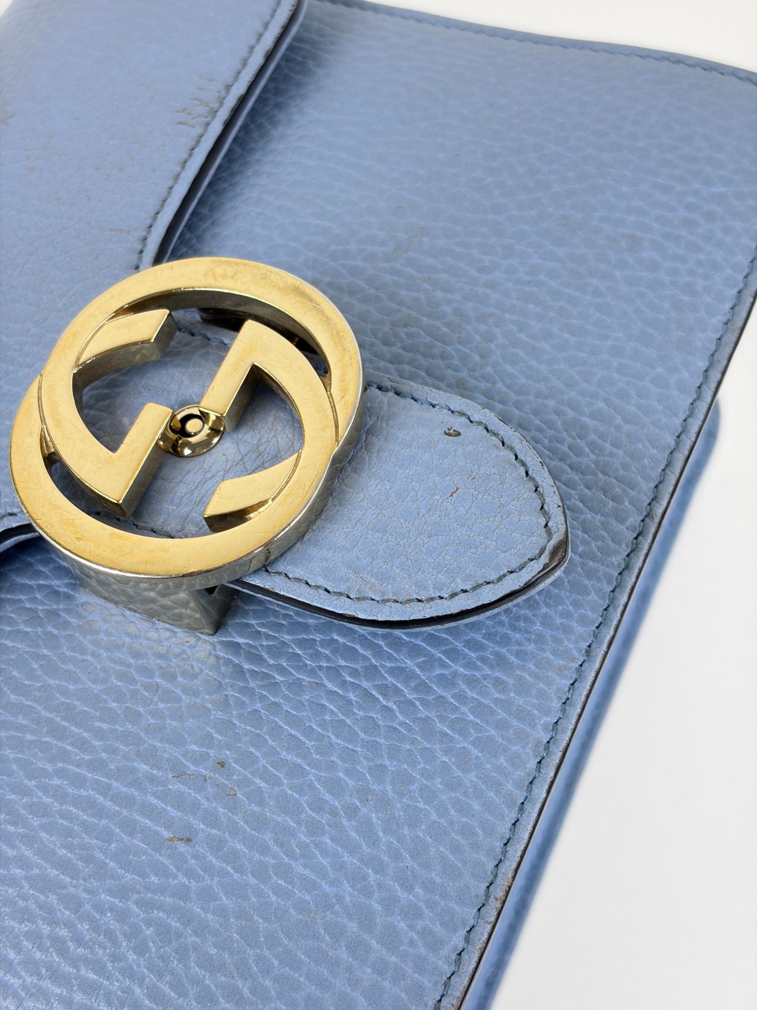 Gucci light blue dollar calfskin small Interlocking GG Bag