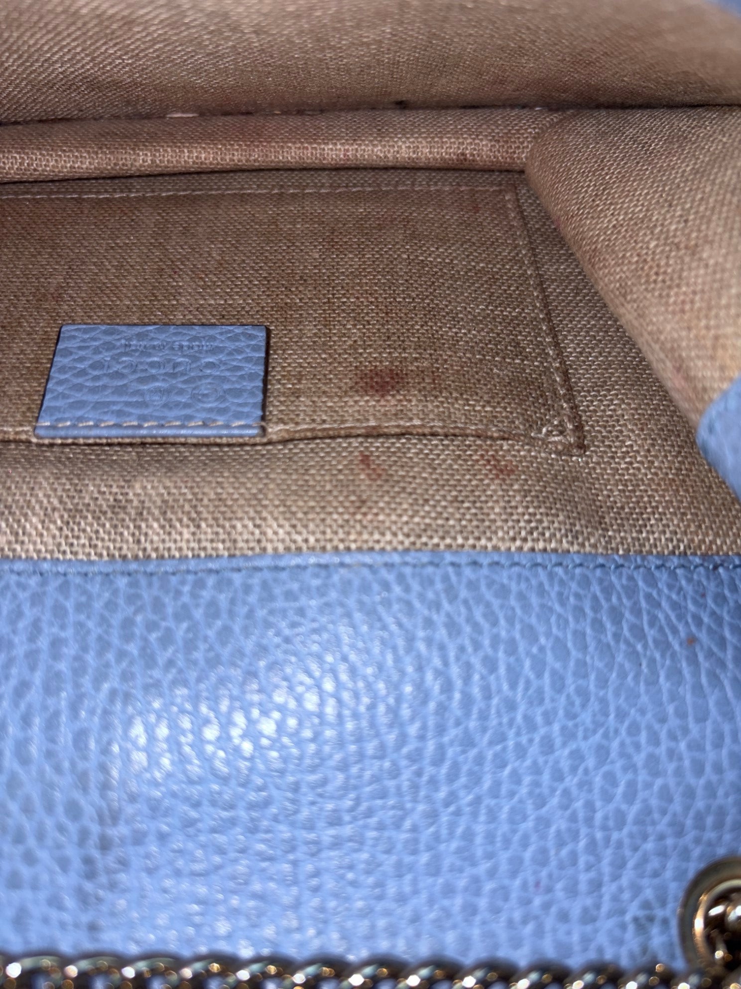Gucci light blue dollar calfskin small Interlocking GG Bag