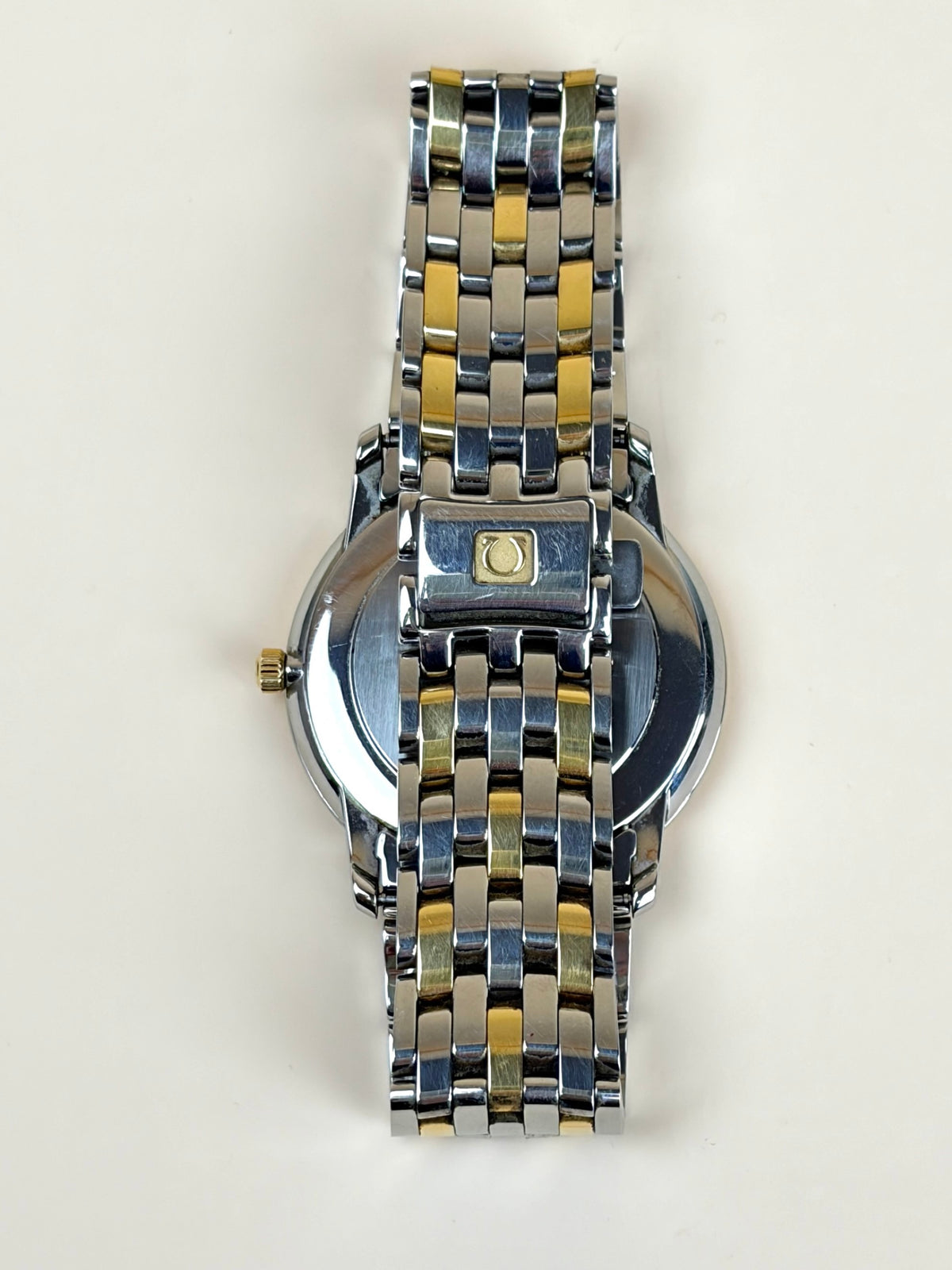 Omega stainless steel yellow gold de ville prestige date watch