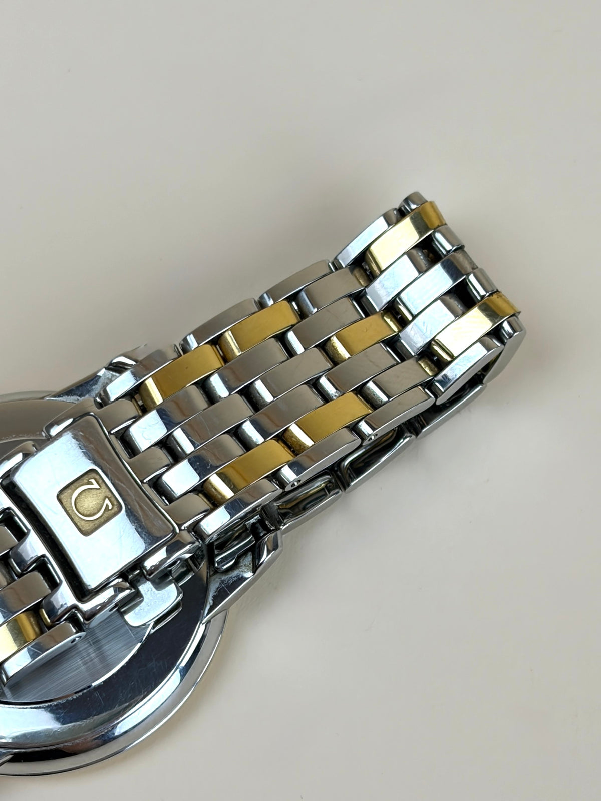 Omega stainless steel yellow gold de ville prestige date watch
