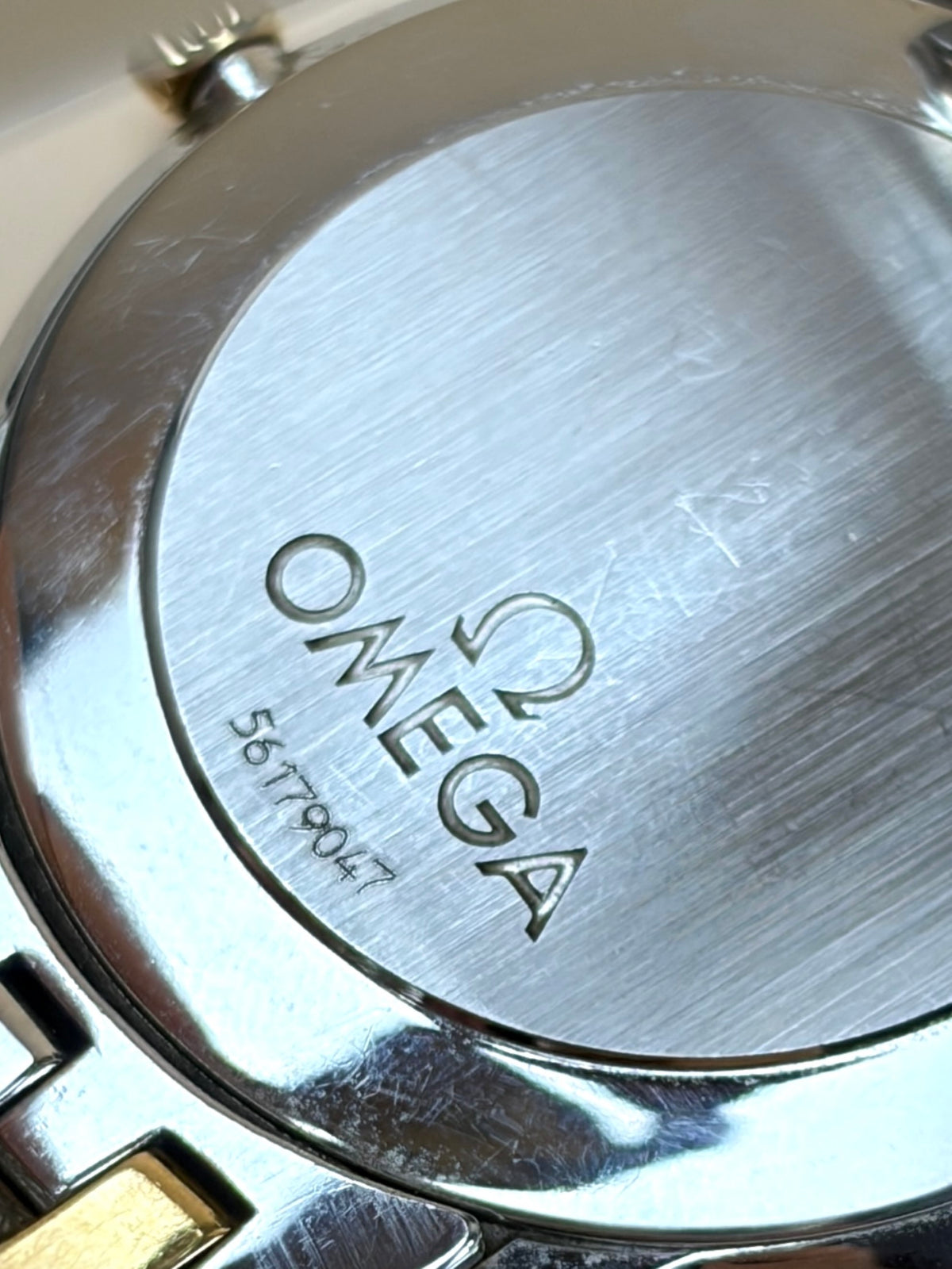 Omega stainless steel yellow gold de ville prestige date watch
