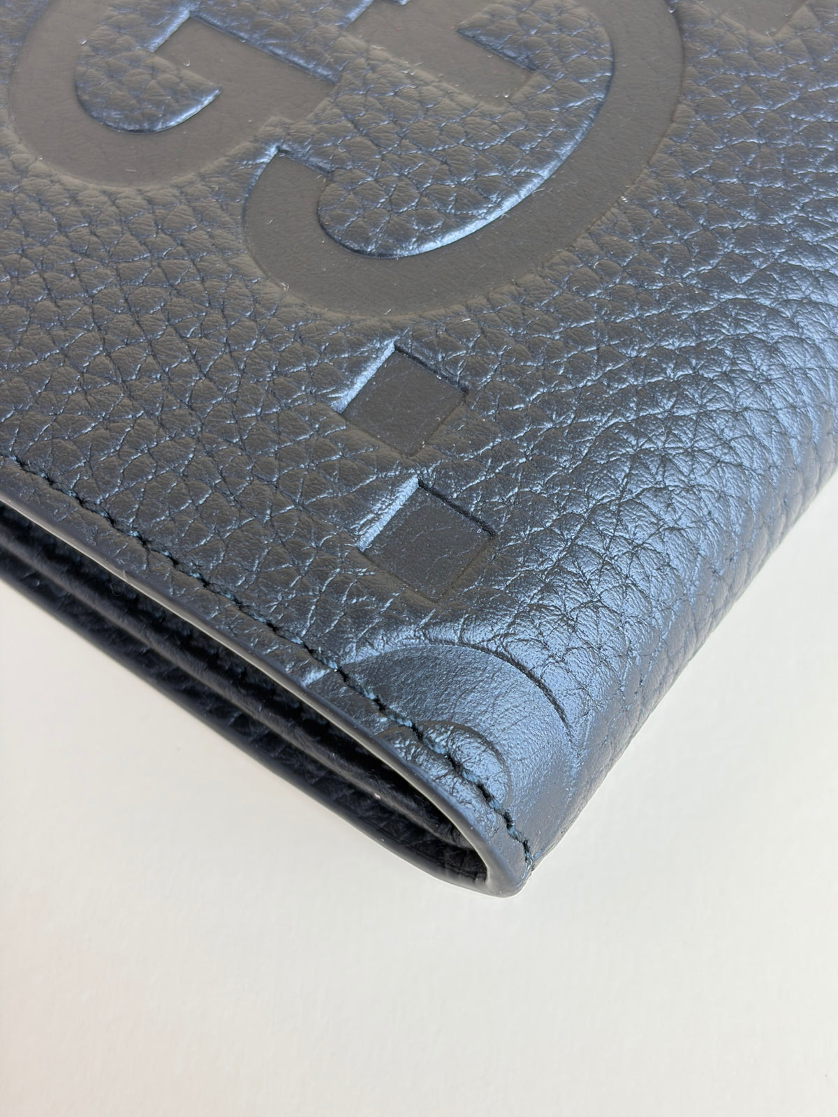 Gucci Black GG piuma calfskin jumbo embossed wallet