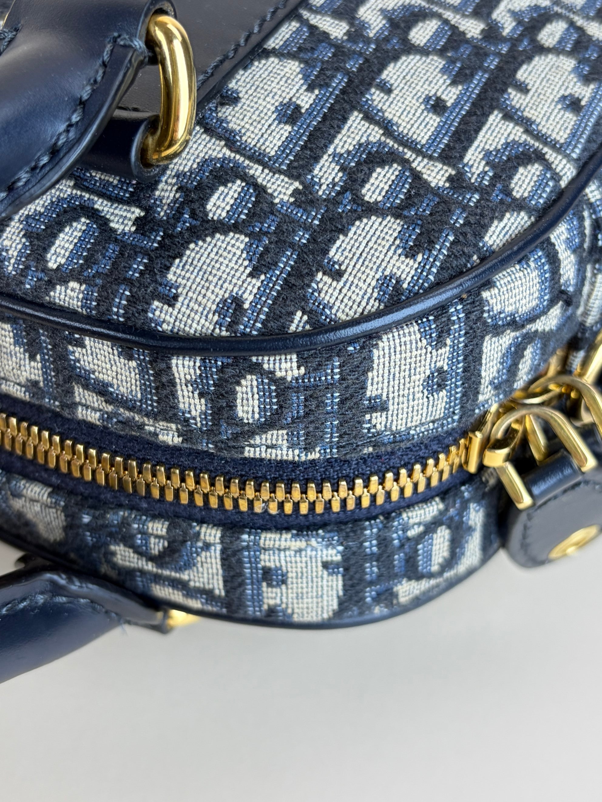 Dior blue oblique canvas d- vibe bowling tote bag