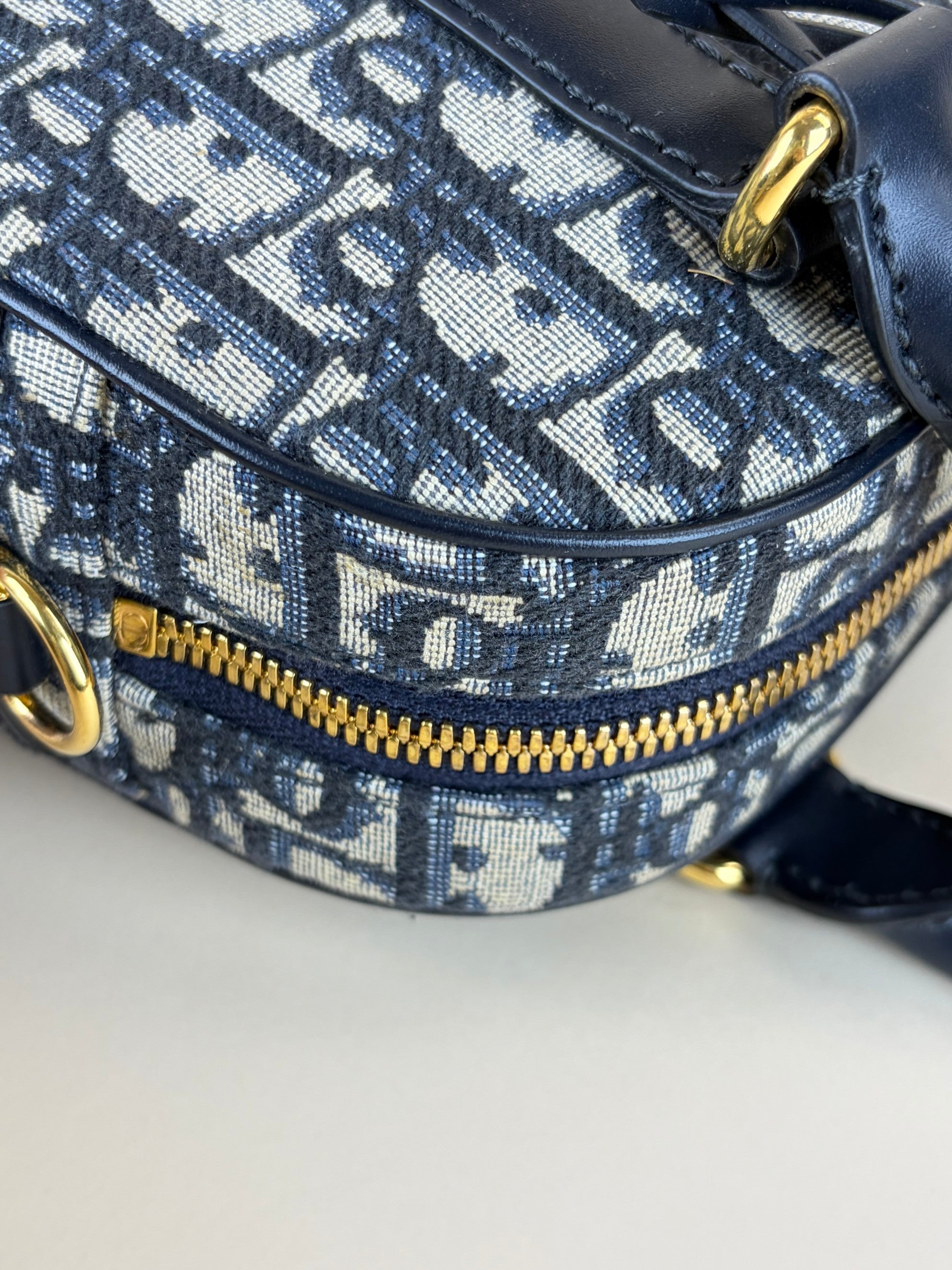 Dior blue oblique canvas d- vibe bowling tote bag