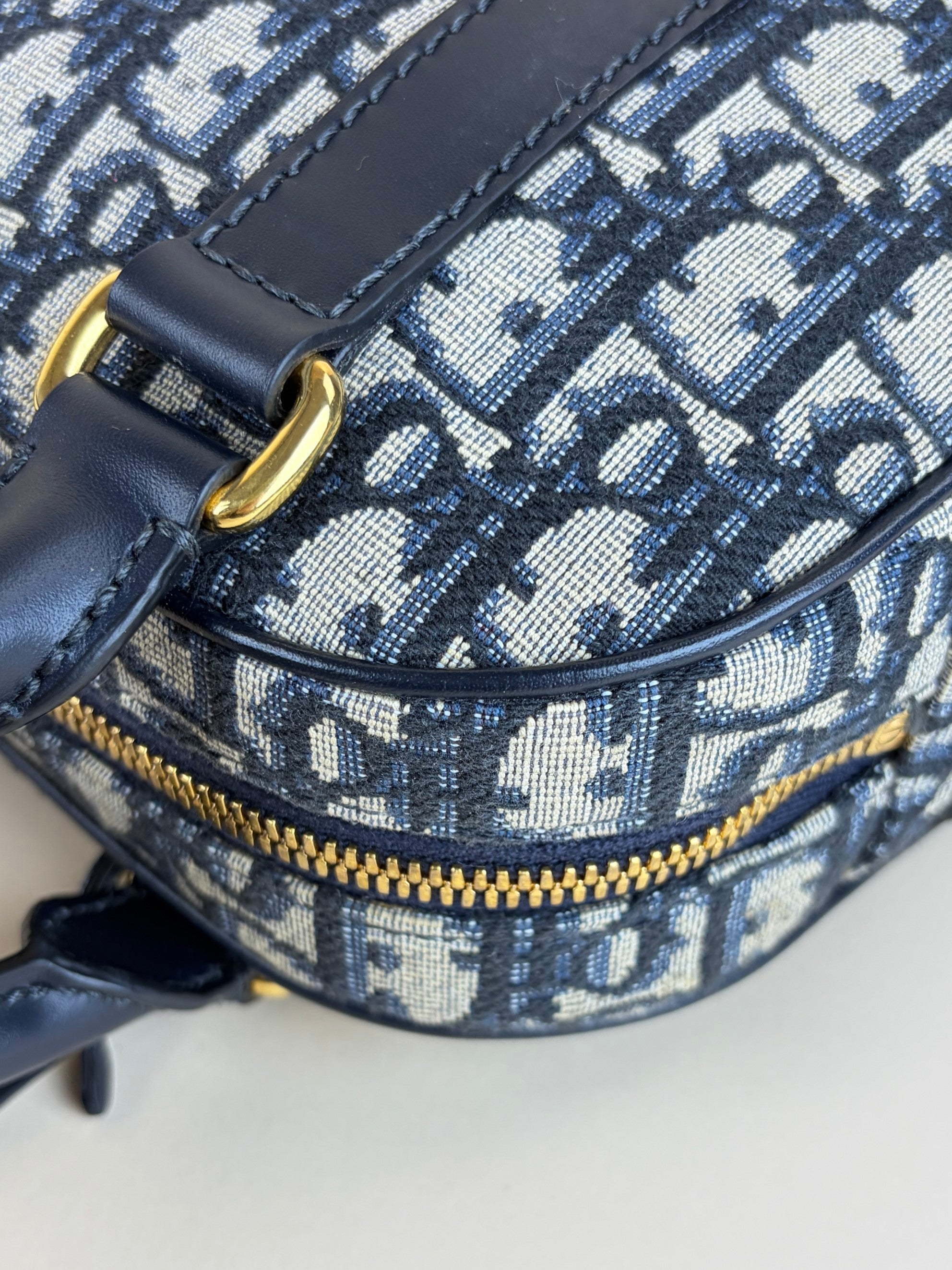 Dior blue oblique canvas d- vibe bowling tote bag