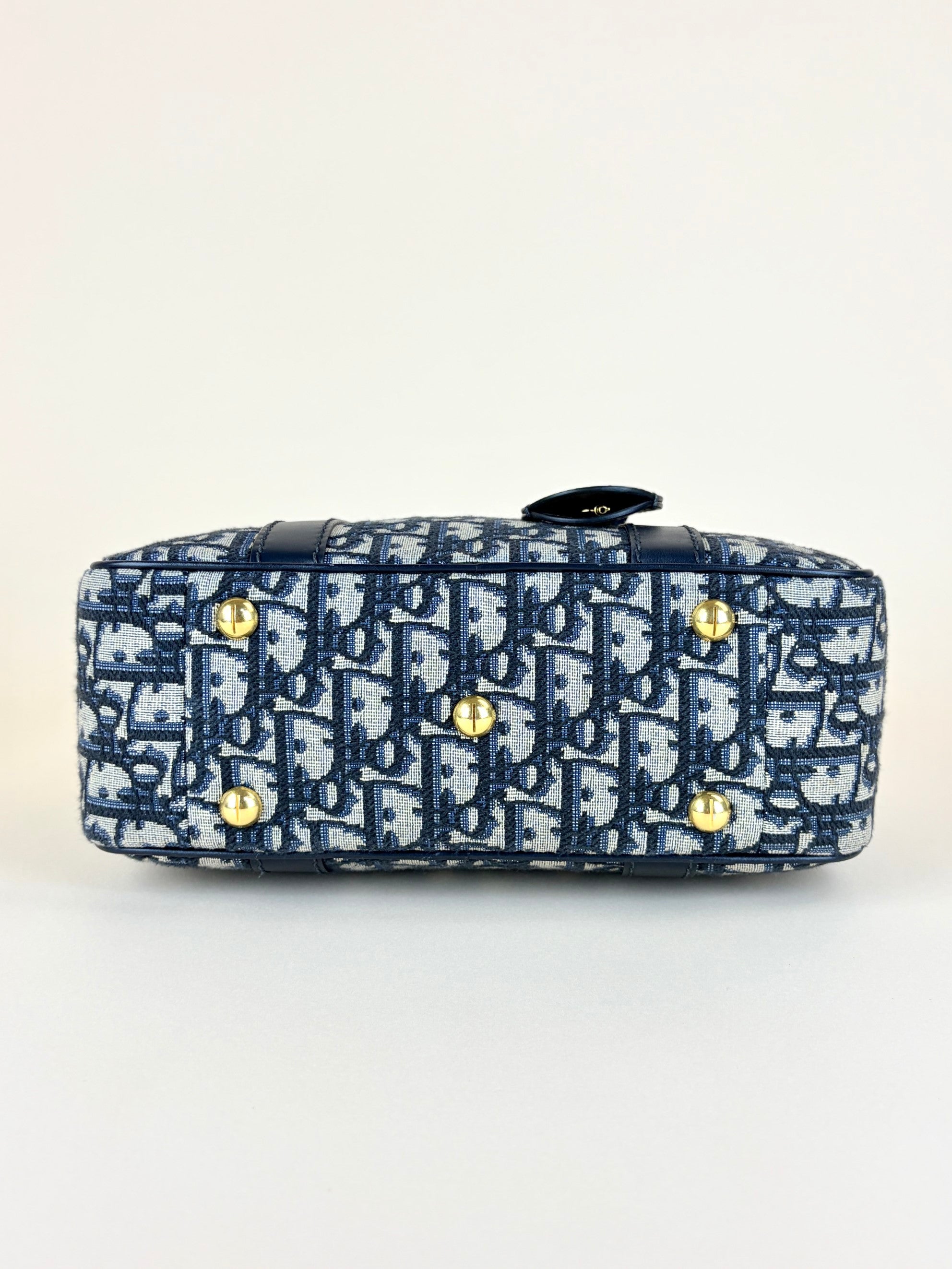 Dior blue oblique canvas d- vibe bowling tote bag