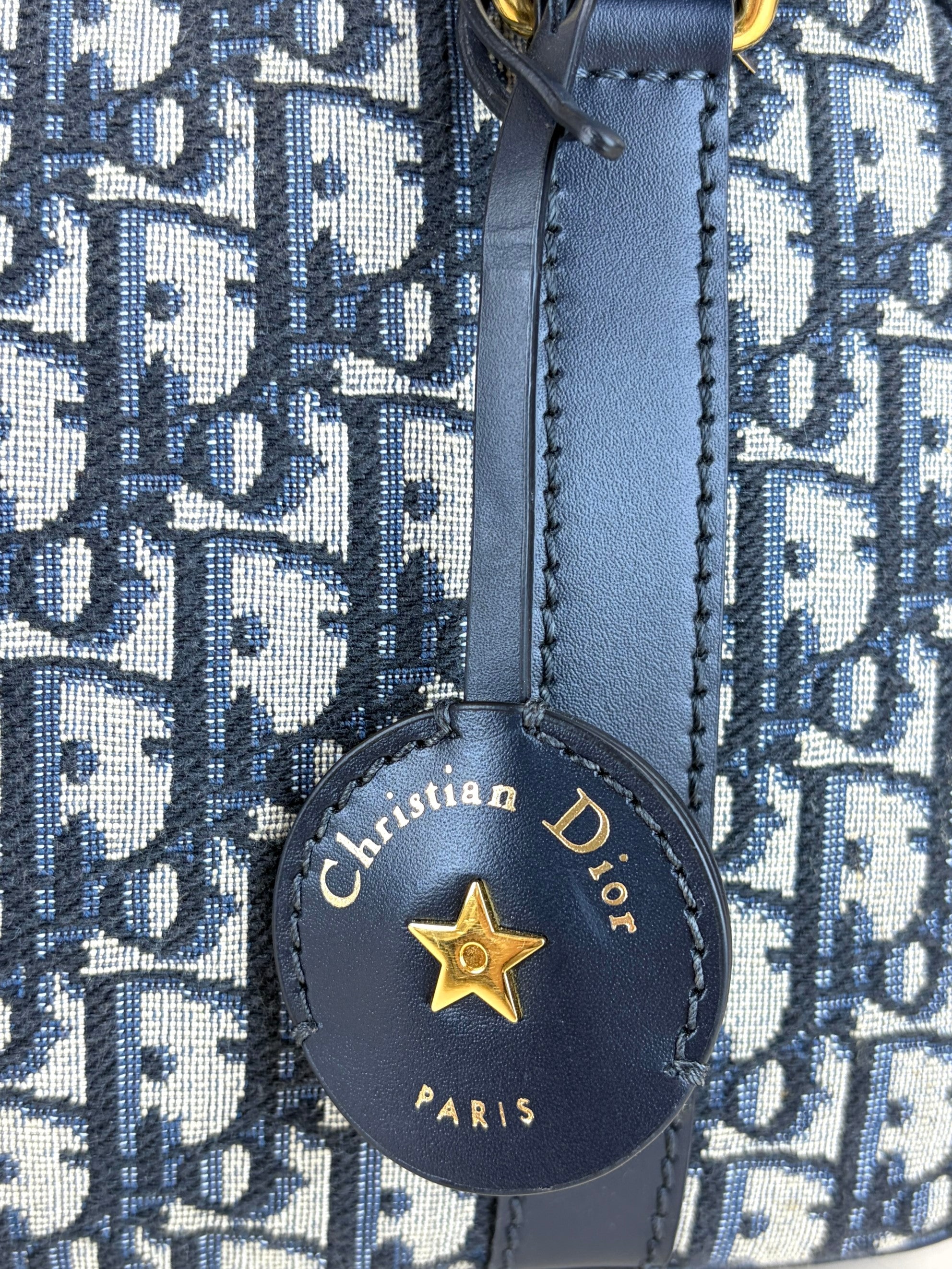 Dior blue oblique canvas d- vibe bowling tote bag