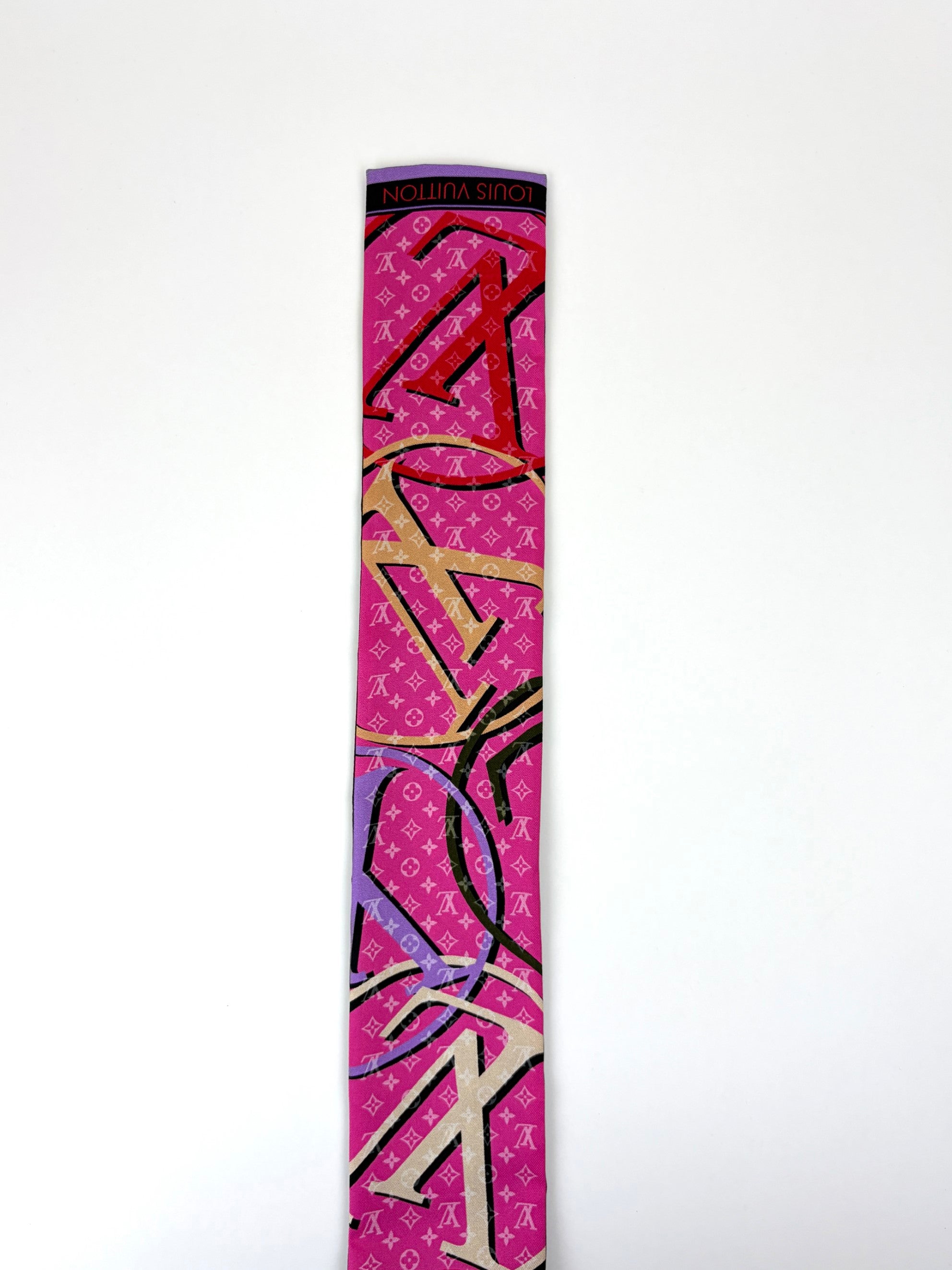 LOUIS VUITTON pink monogram planet silk bandeau twilly
