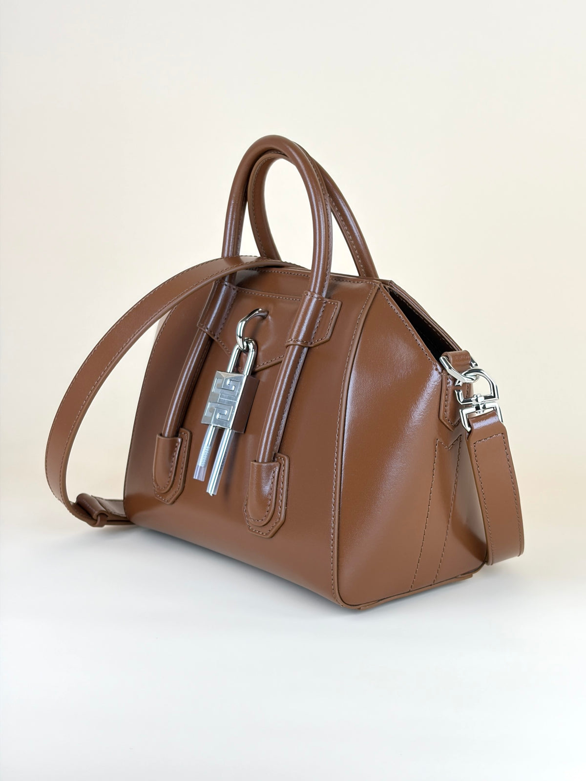 Givenchy Tan box calfskin Antigona lock Mini Bag