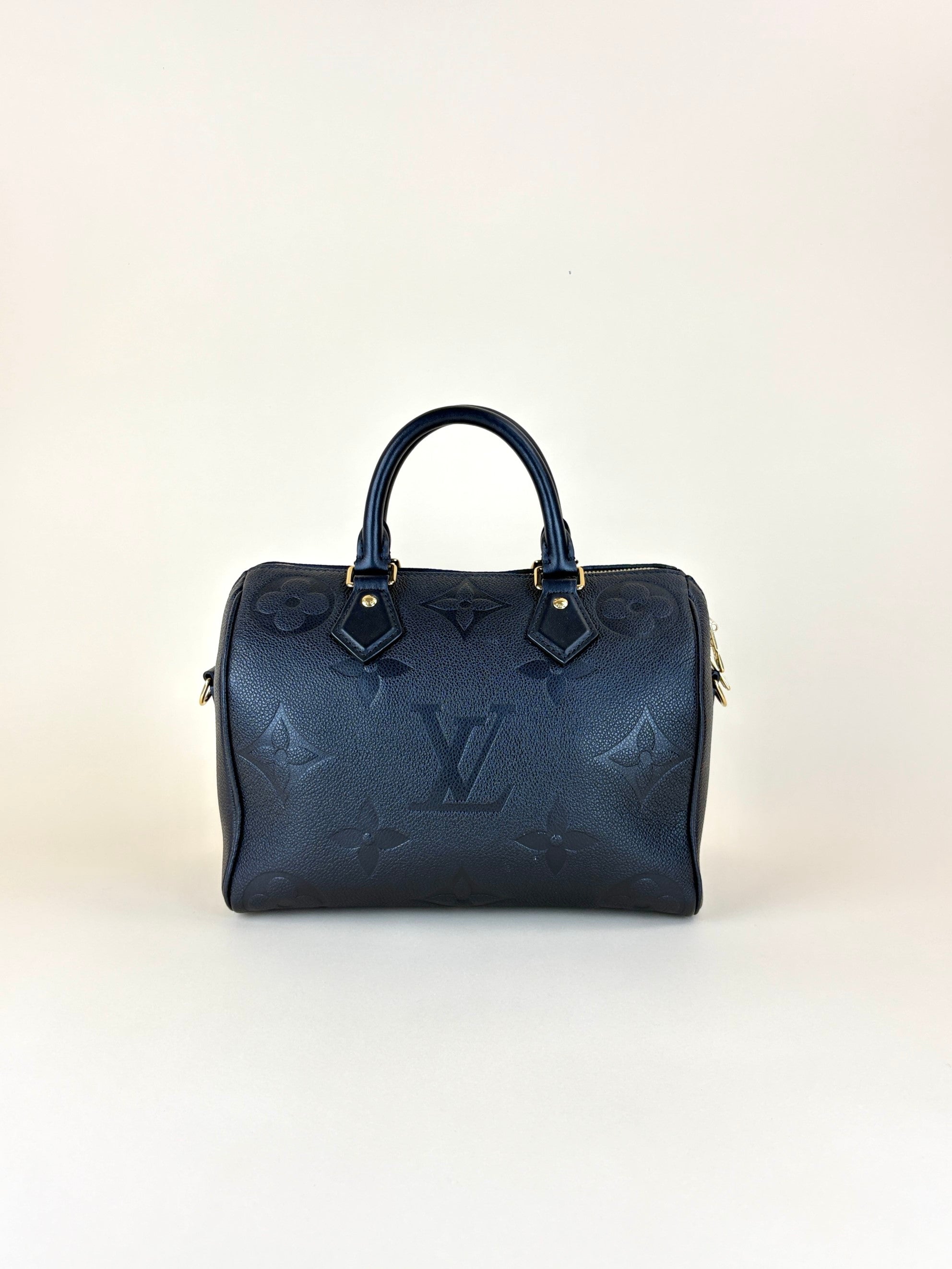 Louis Vuitton Black Monogram Imprinted leather speedy bandoliered 25tote bag