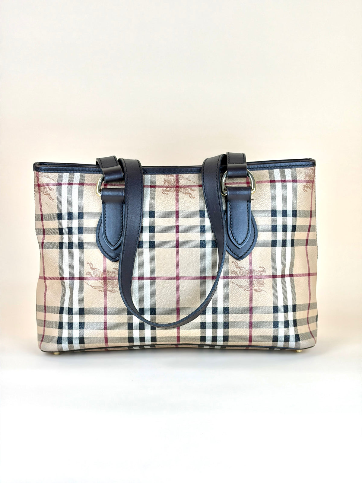 Burberry brown leather haymarket check meduim regent tote bag