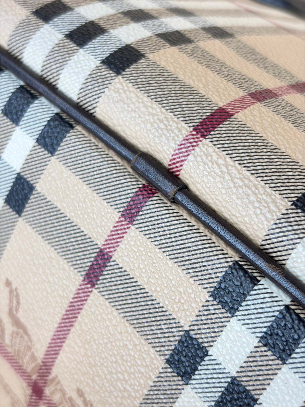Burberry brown leather haymarket check meduim regent tote bag