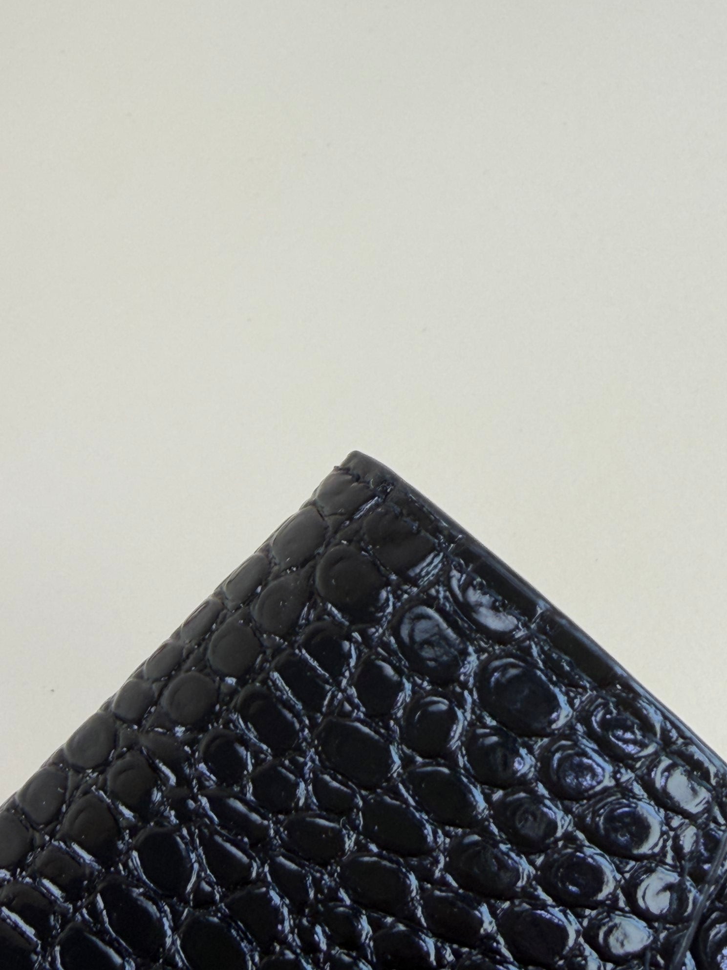 YSL Black Crocodile Embossed Shiny Uptown Pouch