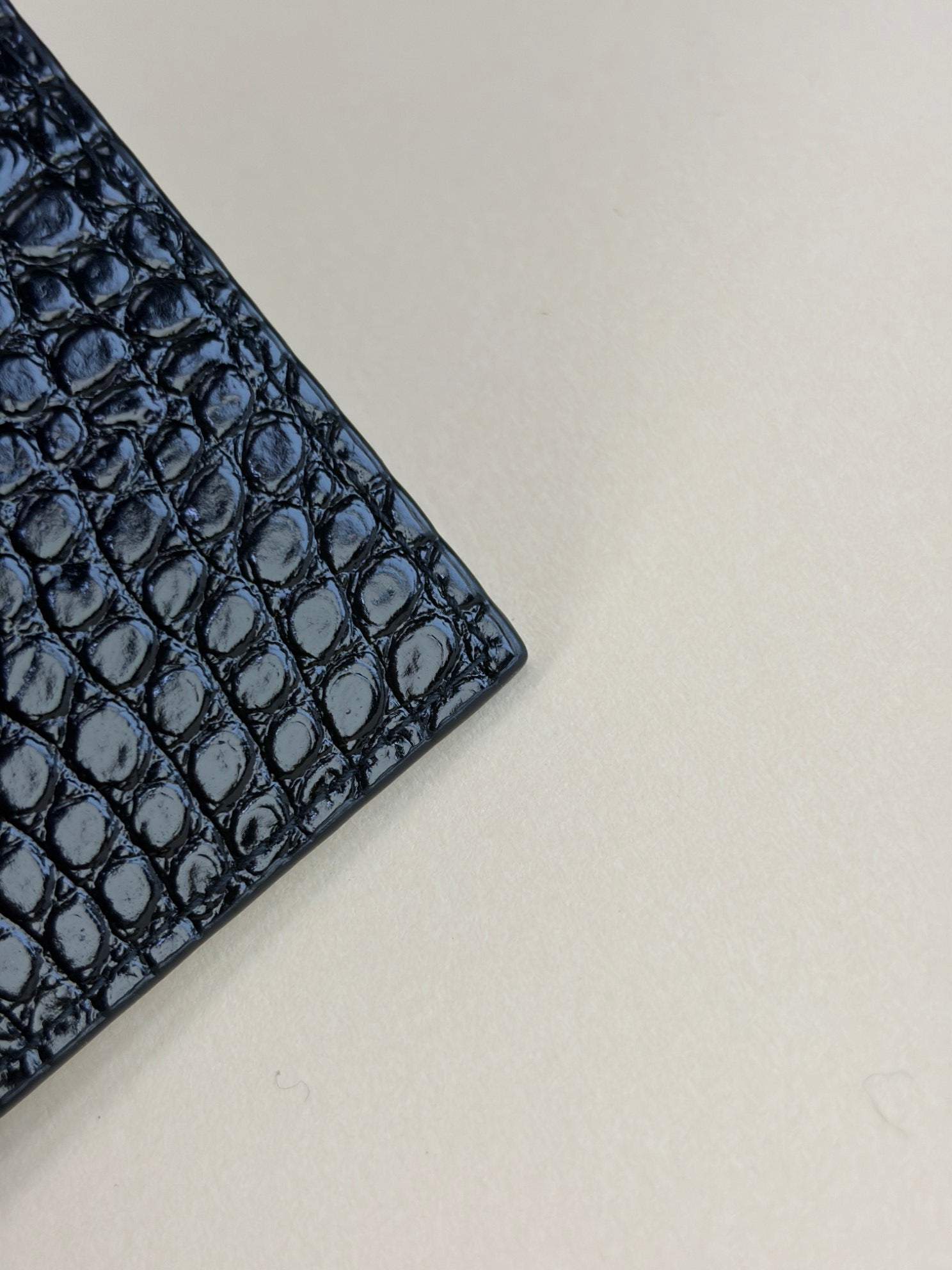 YSL Black Crocodile Embossed Shiny Uptown Pouch