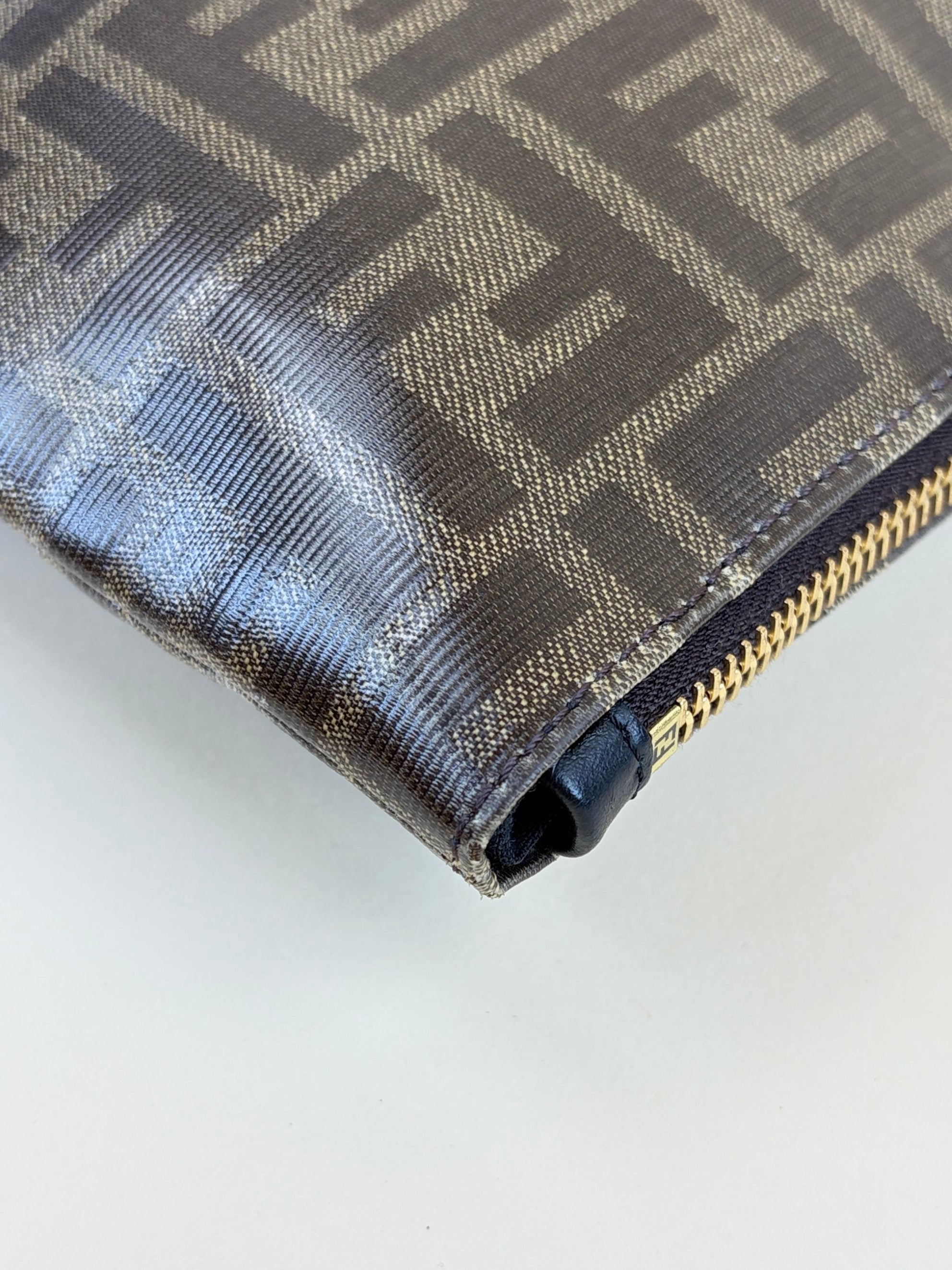 Fendi Brown FF Zip Flat Pouch