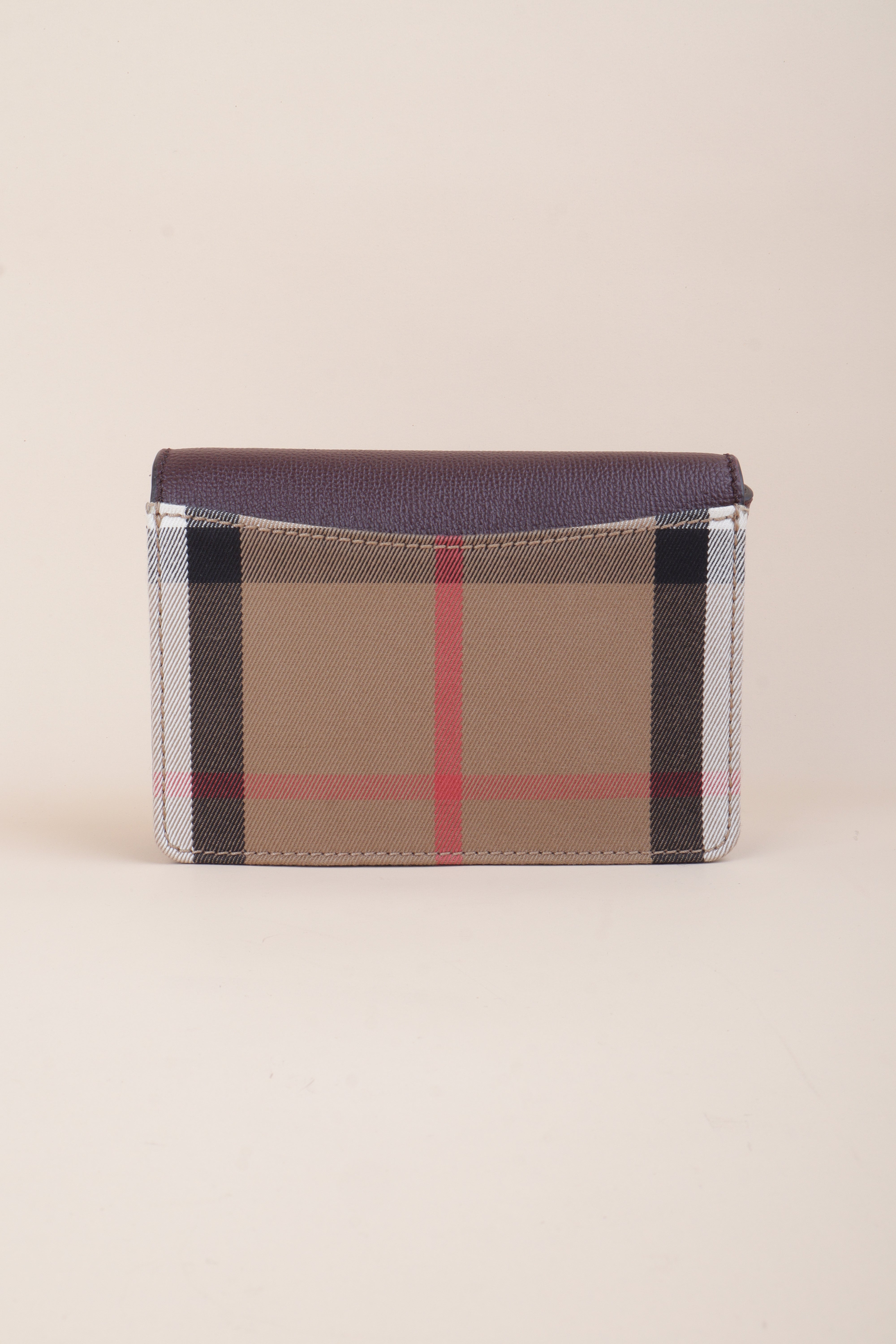 Burberry Burgundy House Check Pebbled Hampshire Crossbody Bag