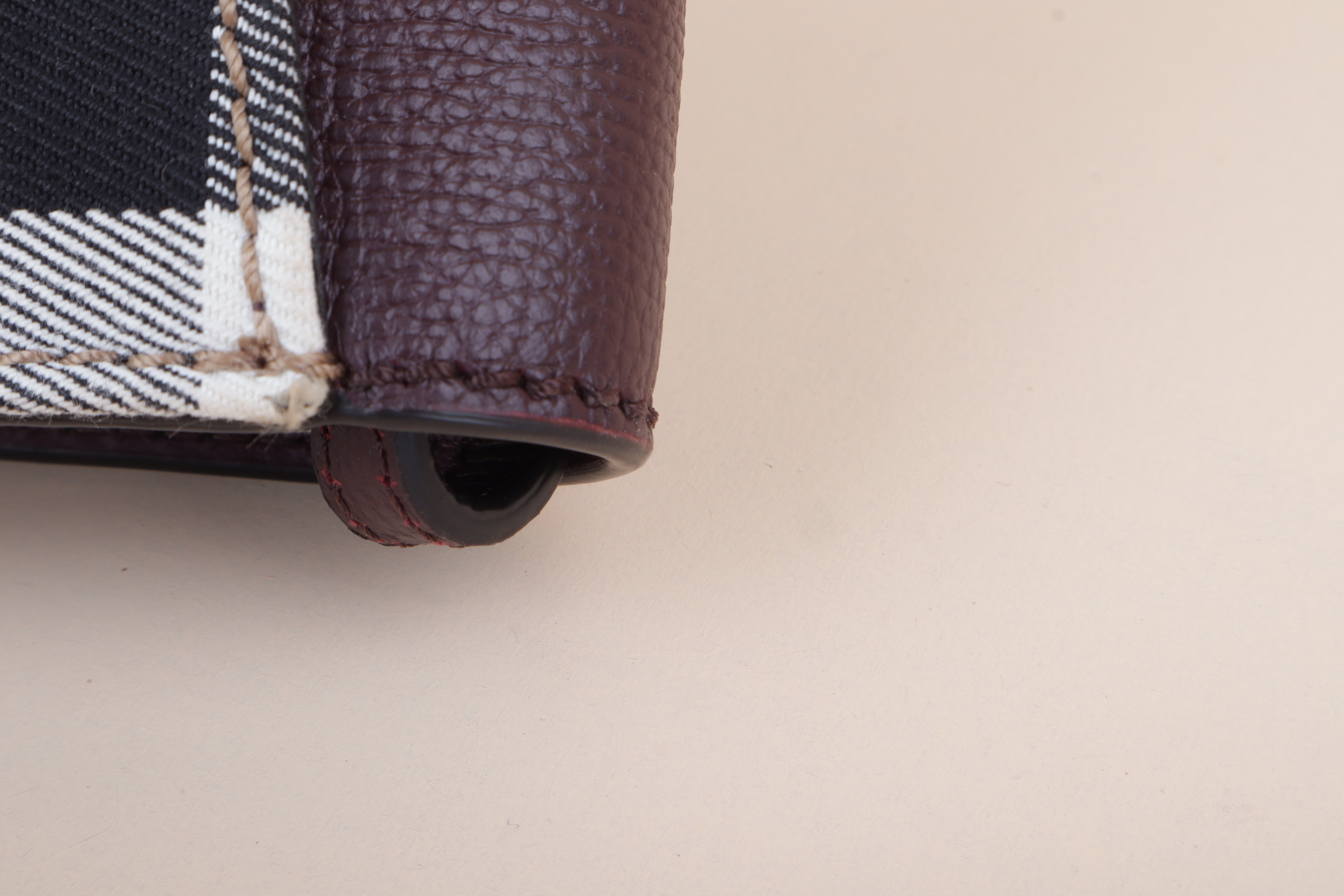 Burberry Burgundy House Check Pebbled Hampshire Crossbody Bag