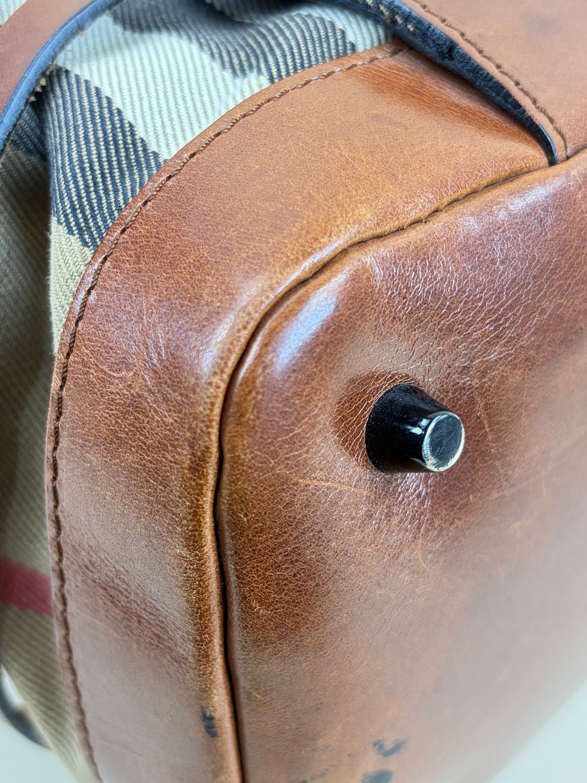Burberry Brown Bridle House Check Tote Bag