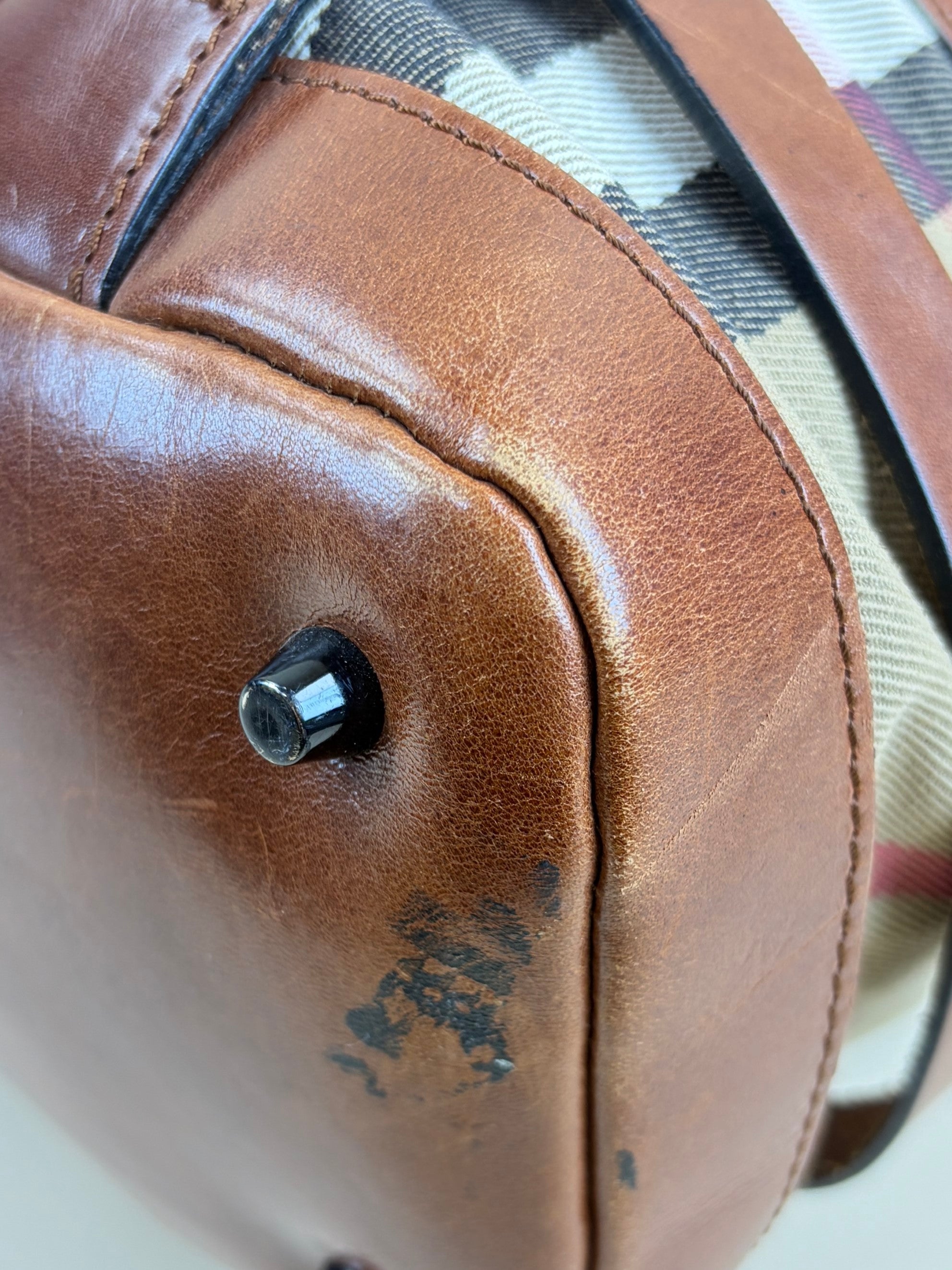 Burberry Brown Bridle House Check Tote Bag