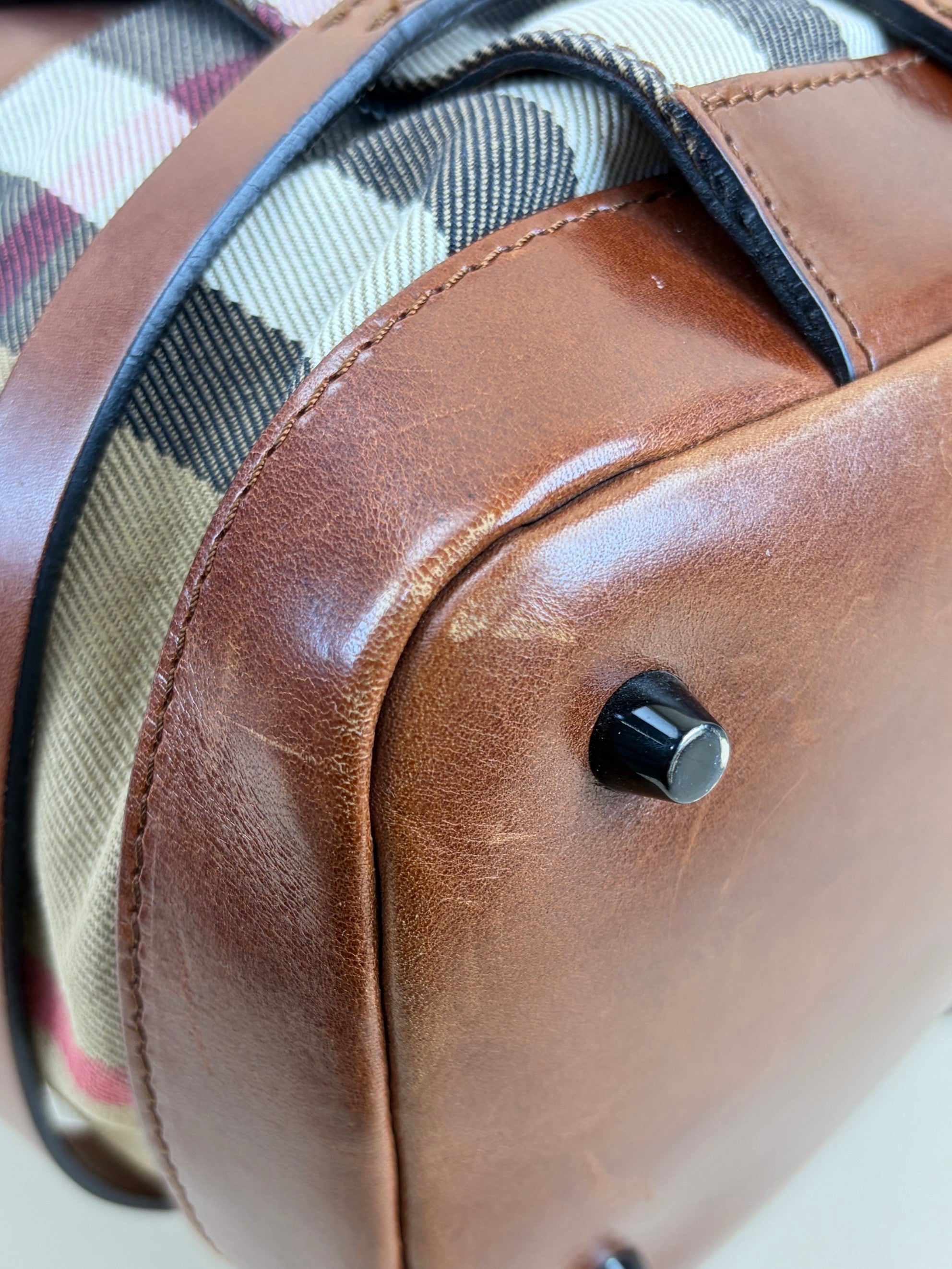 Burberry Brown Bridle House Check Tote Bag