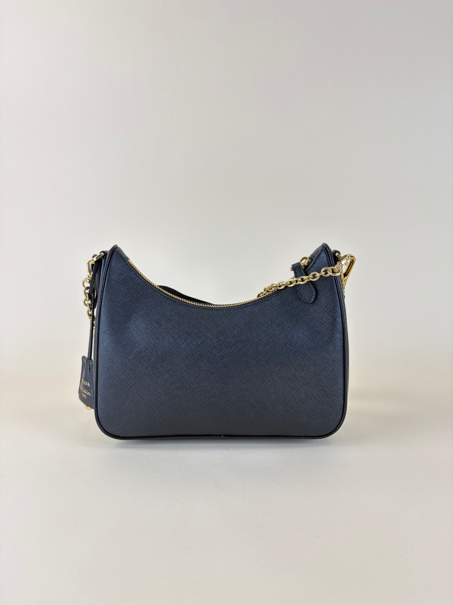 Prada Black Re-Edition 2005 Crossbody Bag with Chain