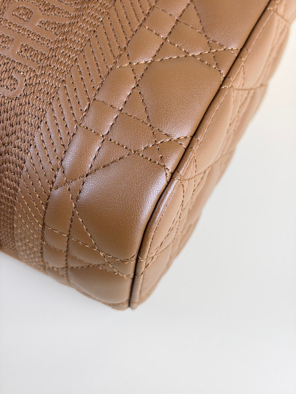 DIOR congnac lambskin cannage small dior travel vanitty case