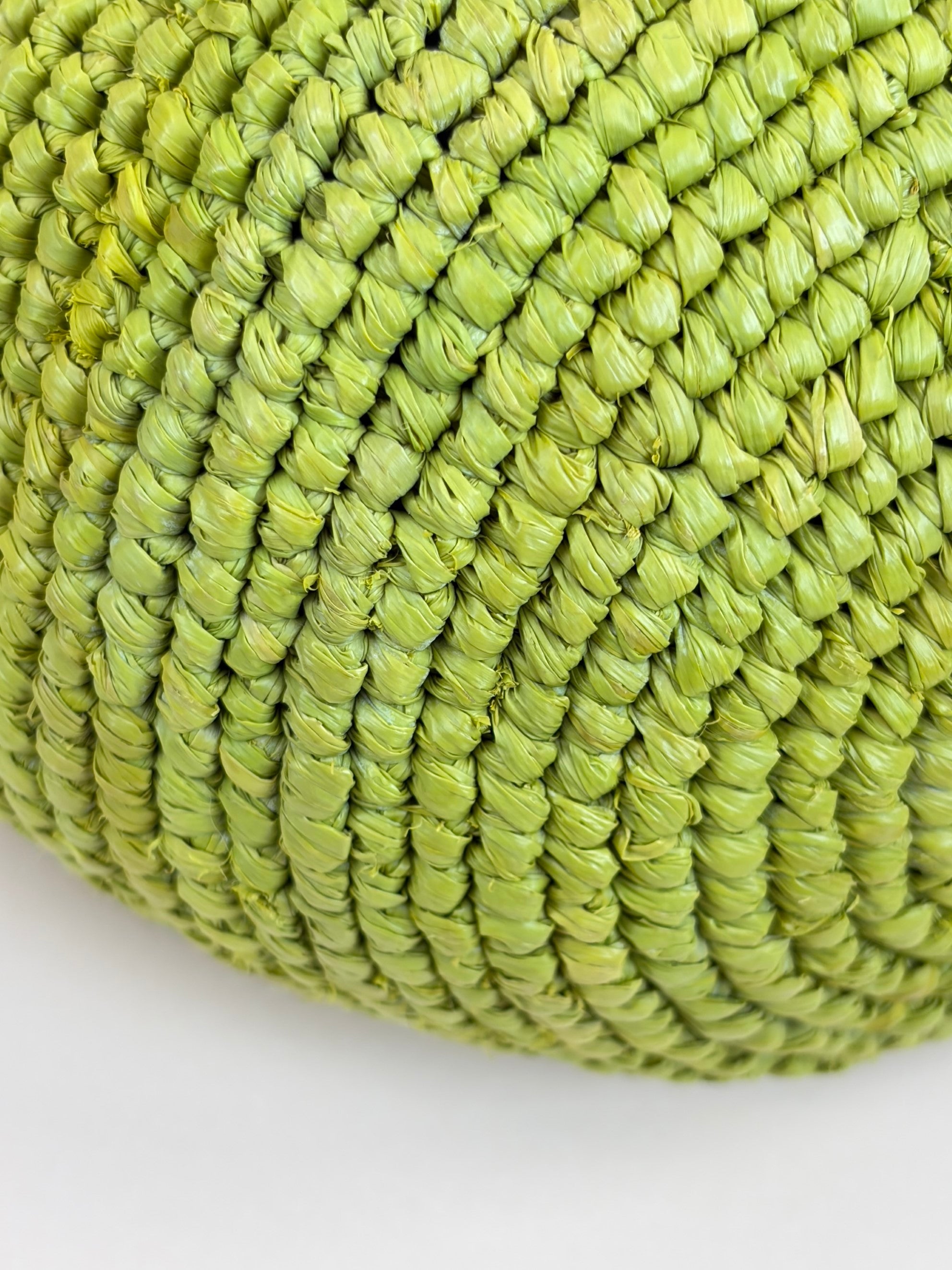 Loewe Meadow Green Raffia Mini Slit Tote Bag with Strap