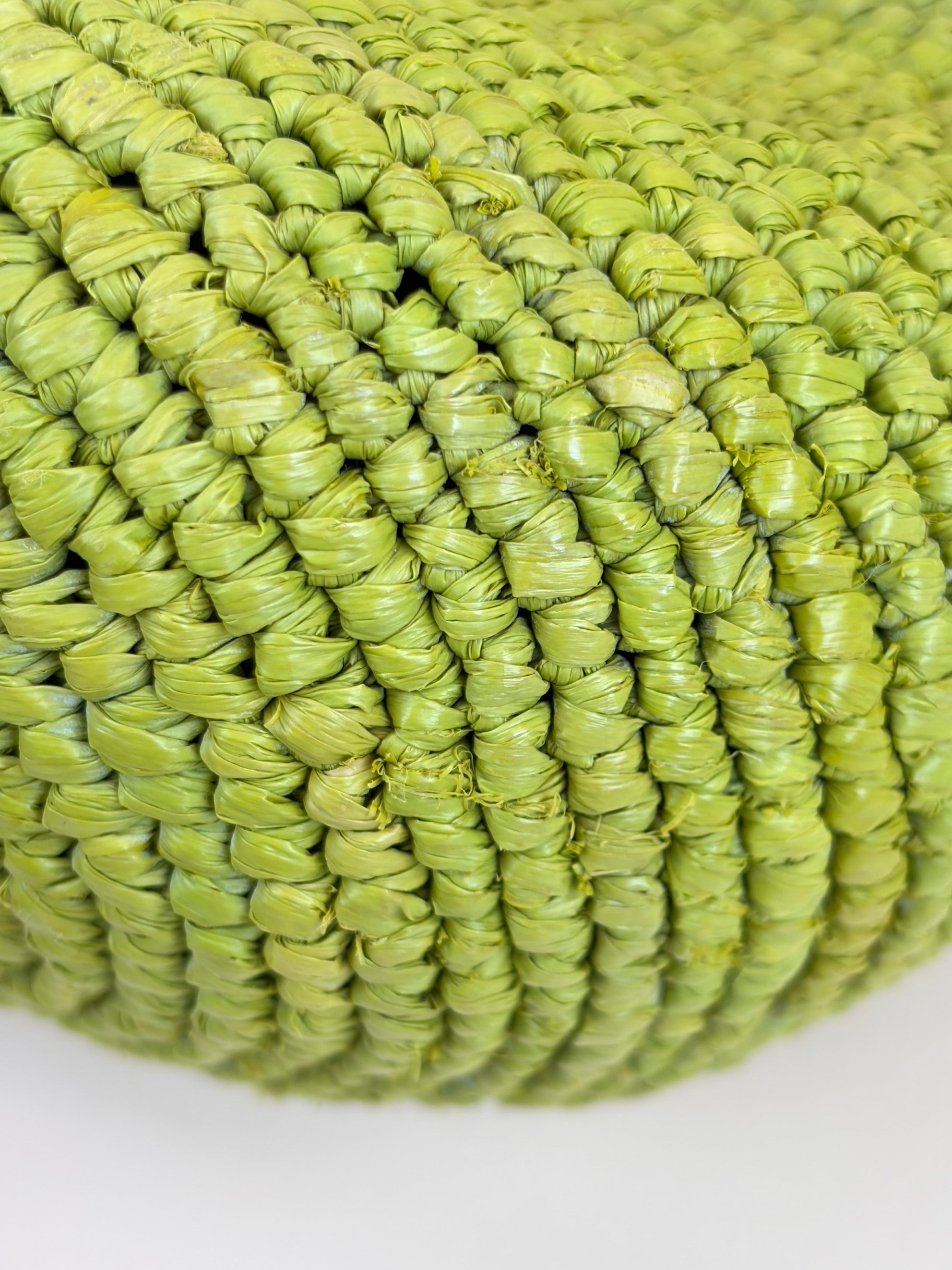 Loewe Meadow Green Raffia Mini Slit Tote Bag with Strap