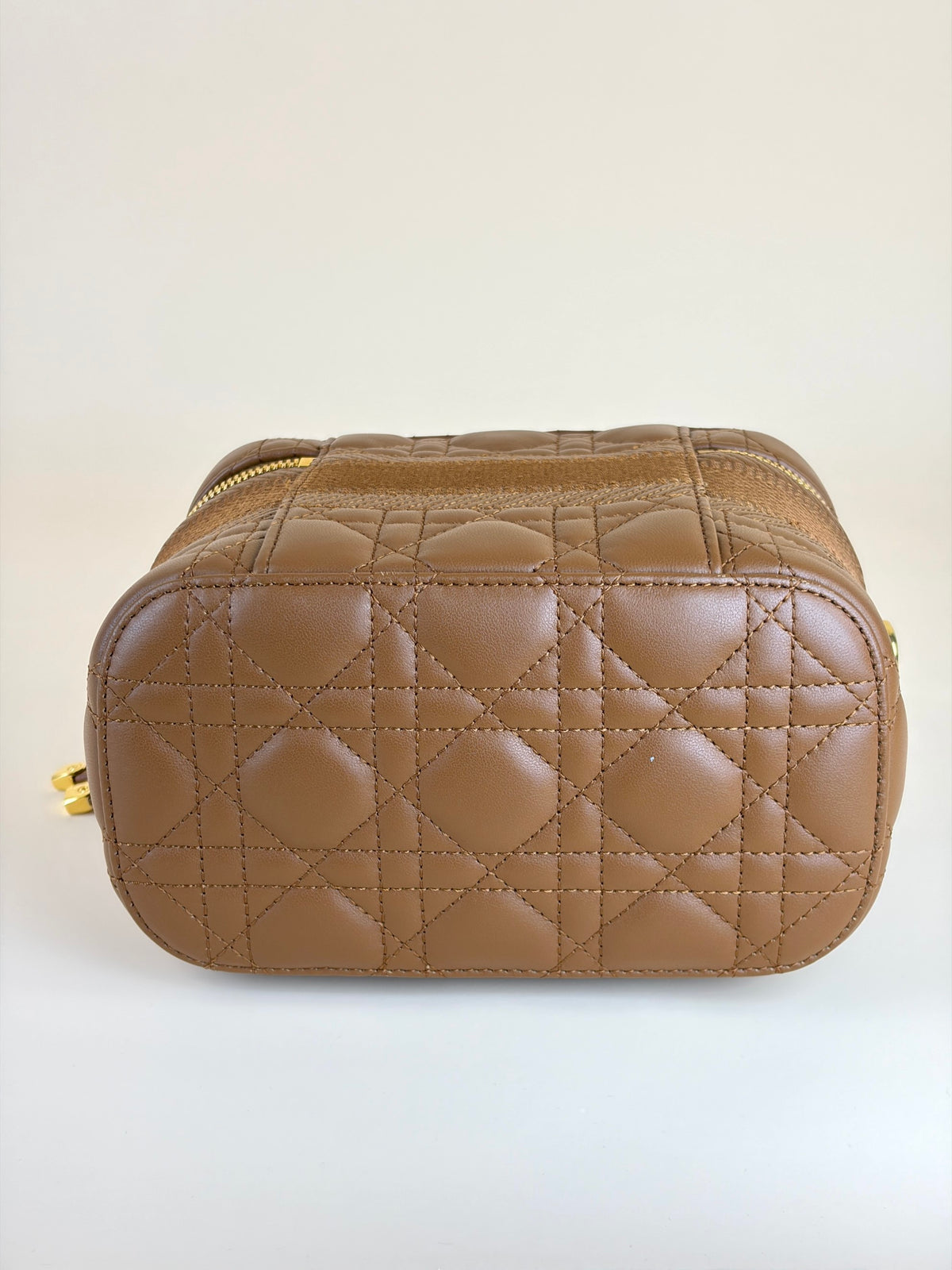 DIOR congnac lambskin cannage small dior travel vanitty case