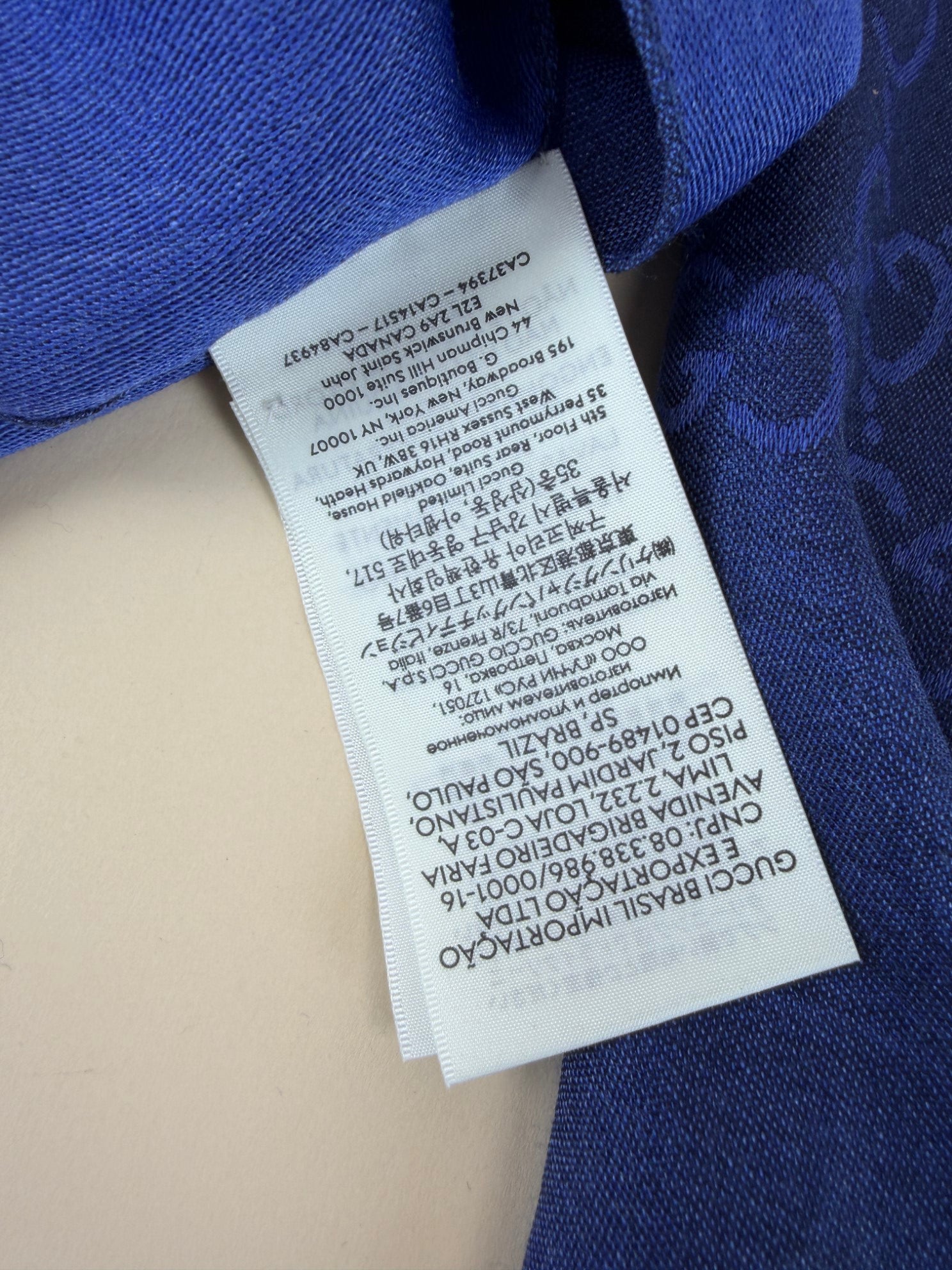 Gucci Blue GG Monogram Scarf