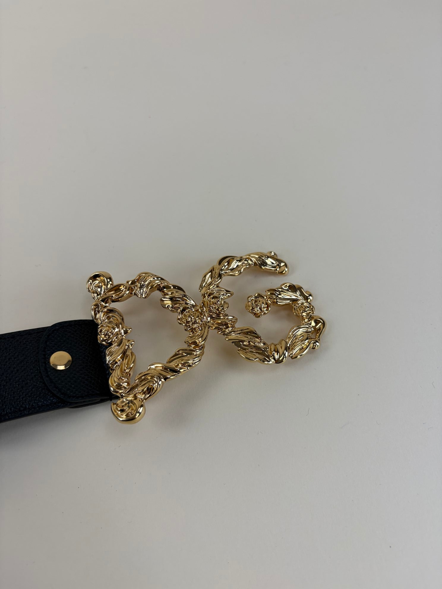 Dolce & Gabbana Black with Baroque DG Logo Buckle Belt