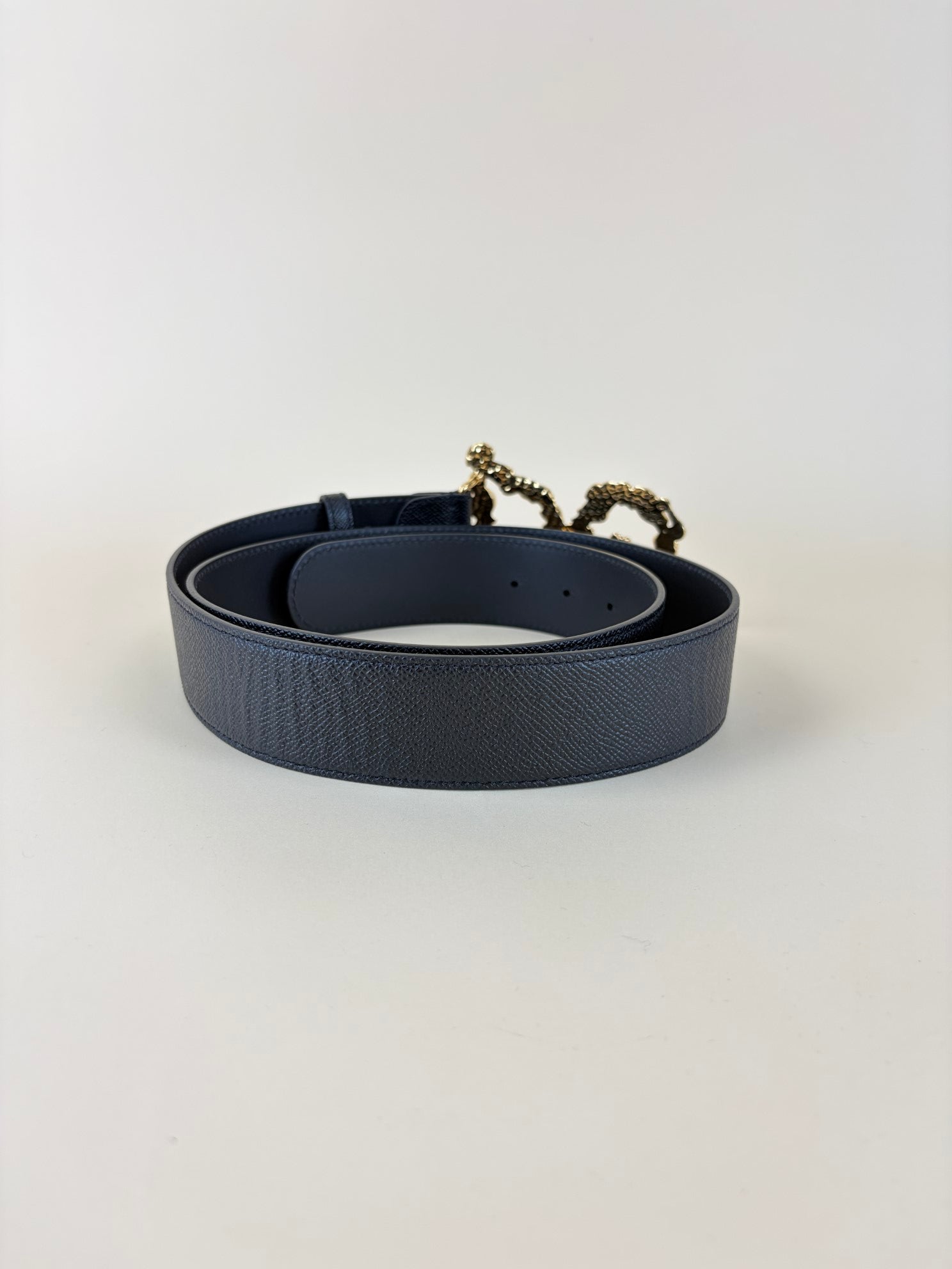 Dolce & Gabbana Black with Baroque DG Logo Buckle Belt