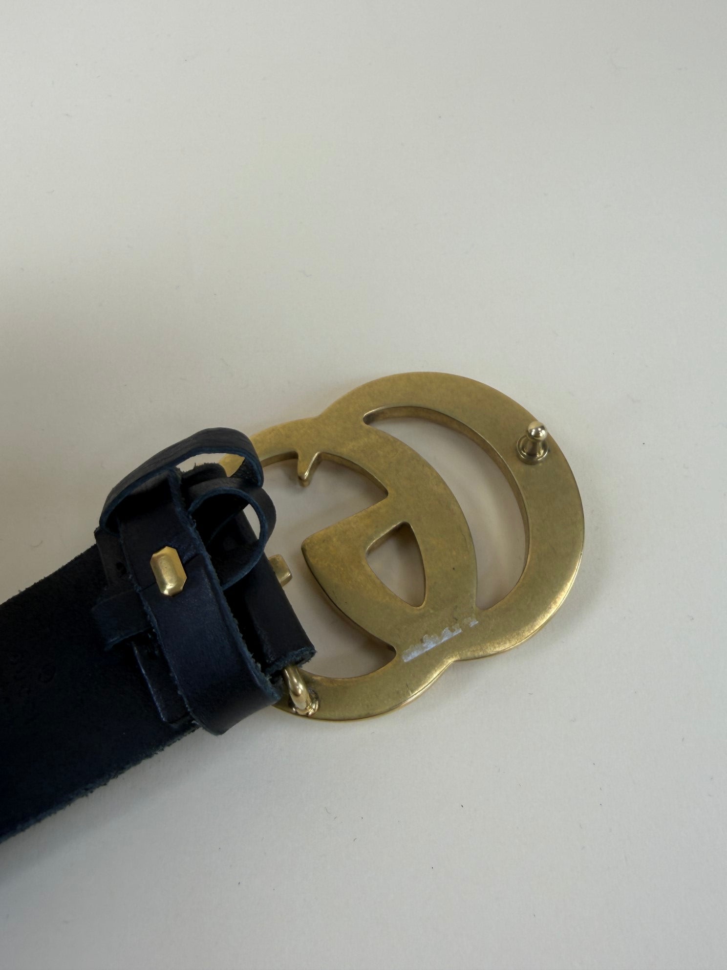Gucci Black Double G Buckle Marmont Wide Belt 34