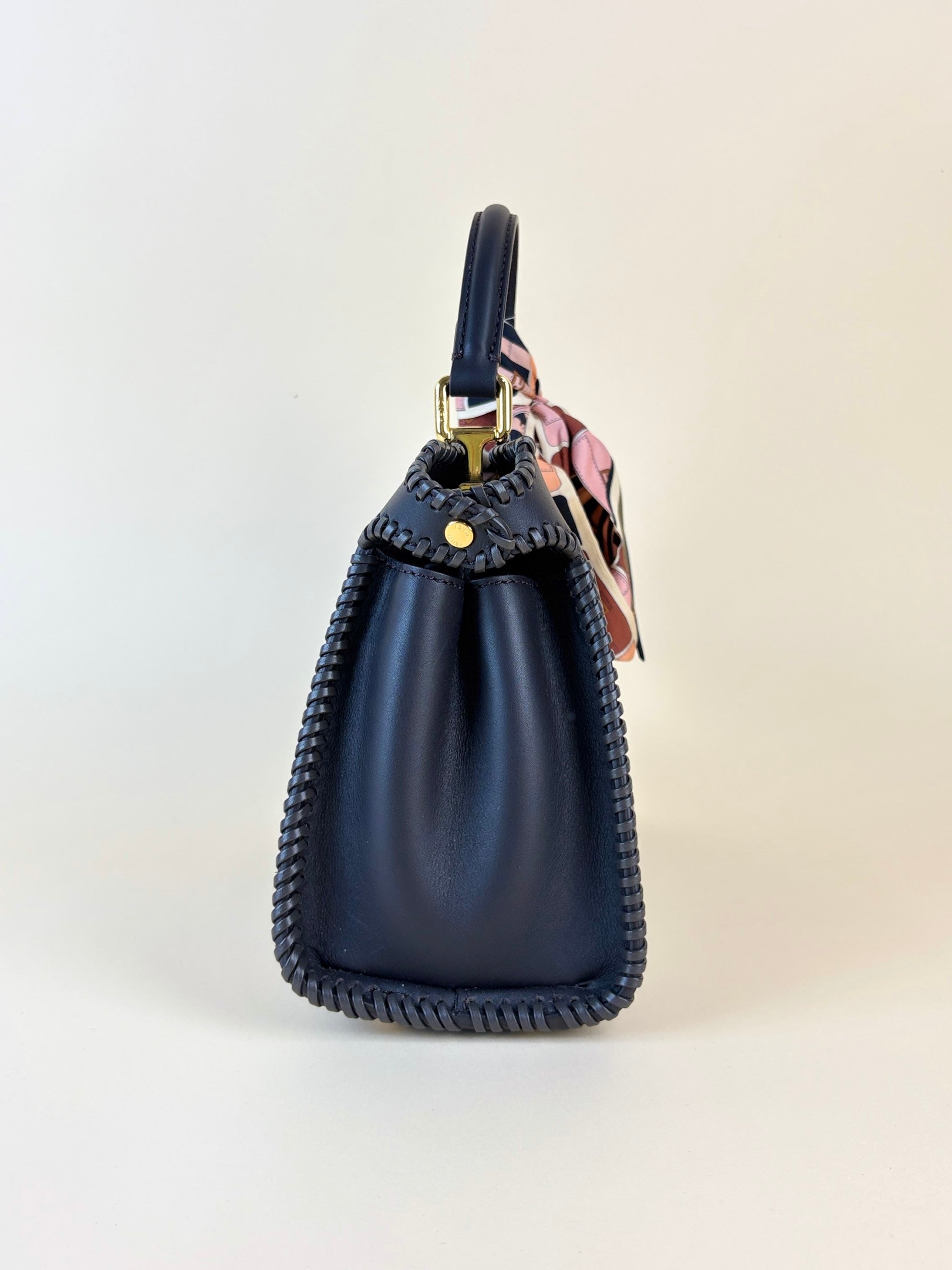 Fendi dark brown leather with threading peekaboo mini