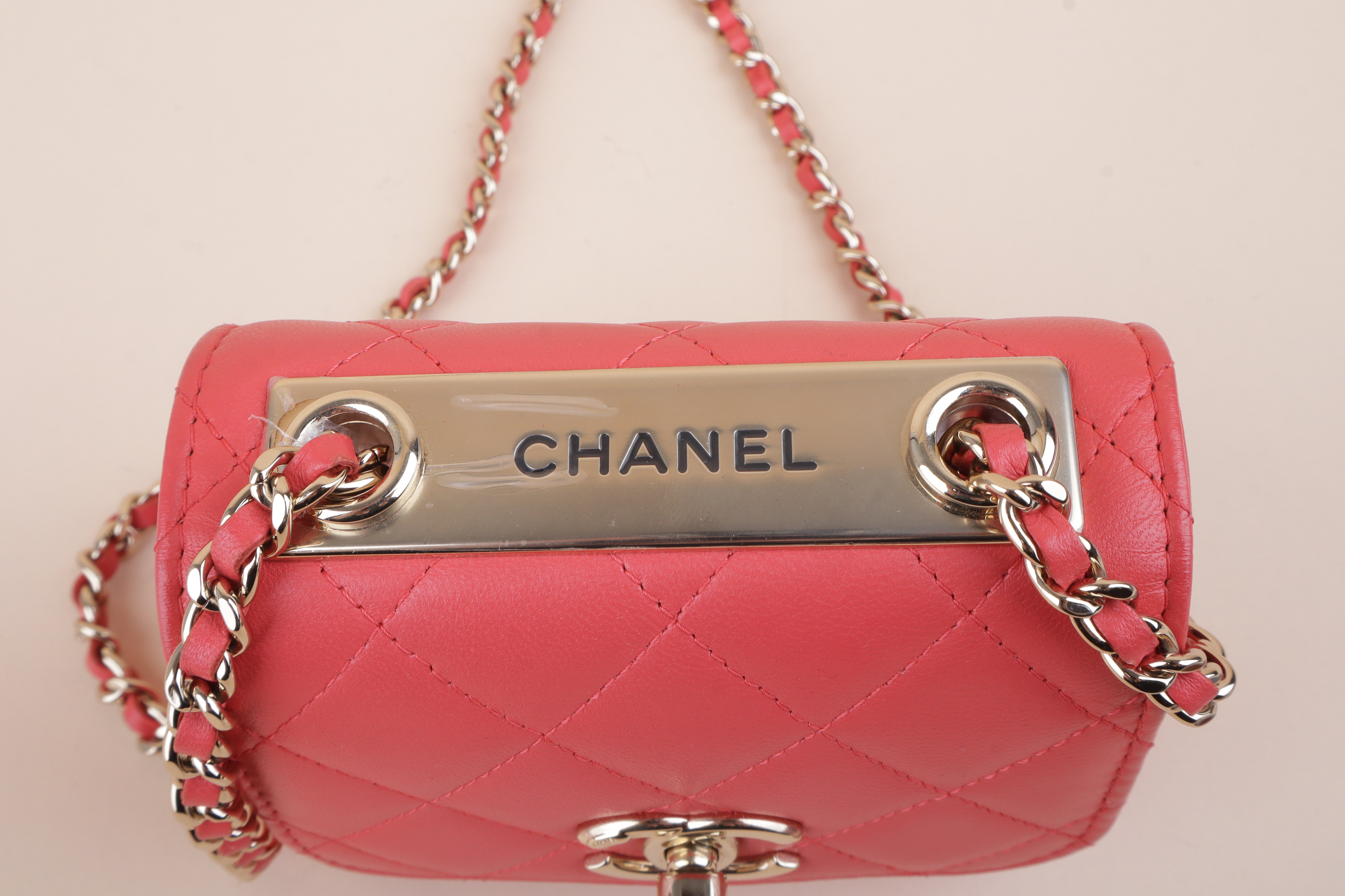 Chanel red CC Mini Trendy Clutch with Chain