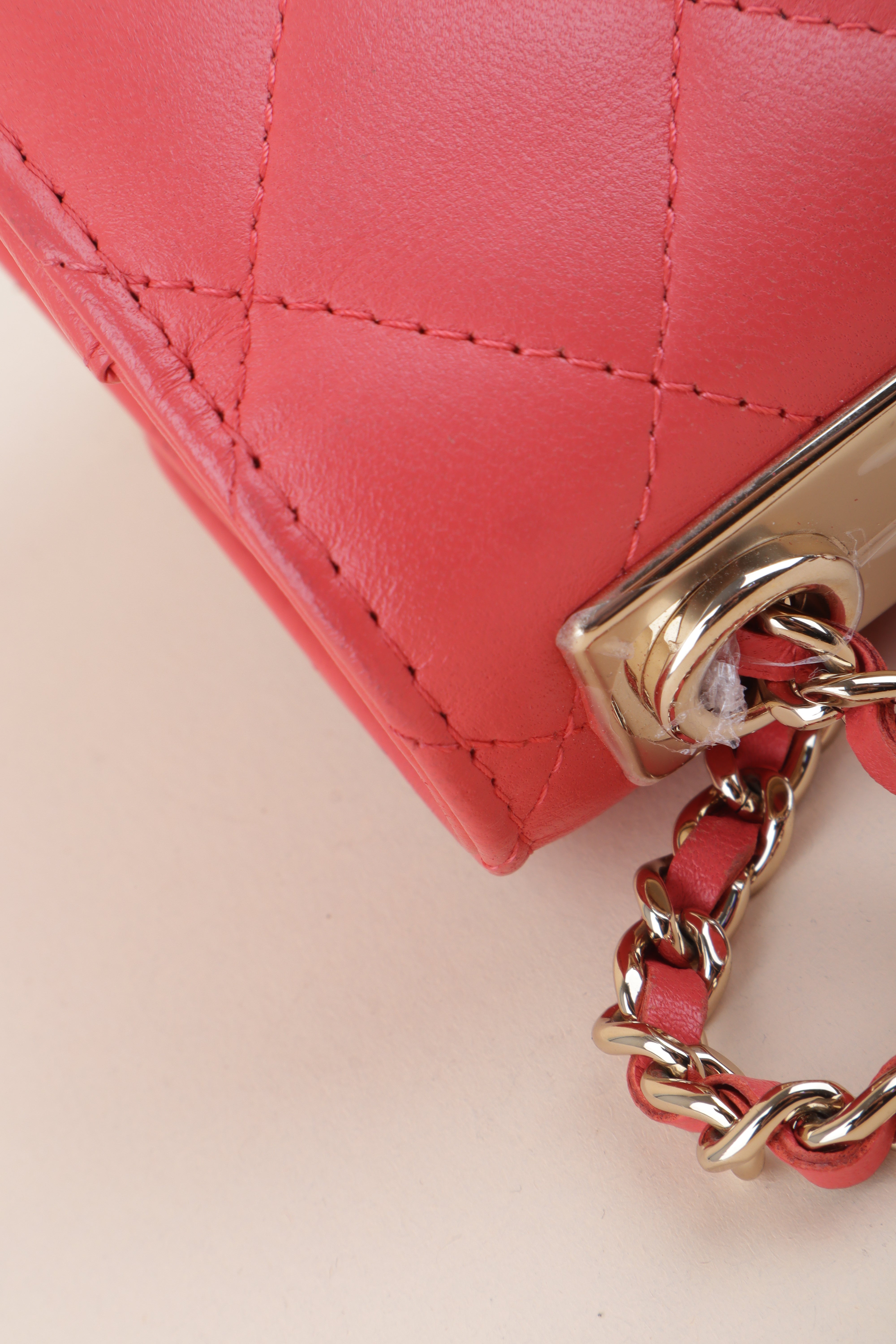 Chanel red CC Mini Trendy Clutch with Chain