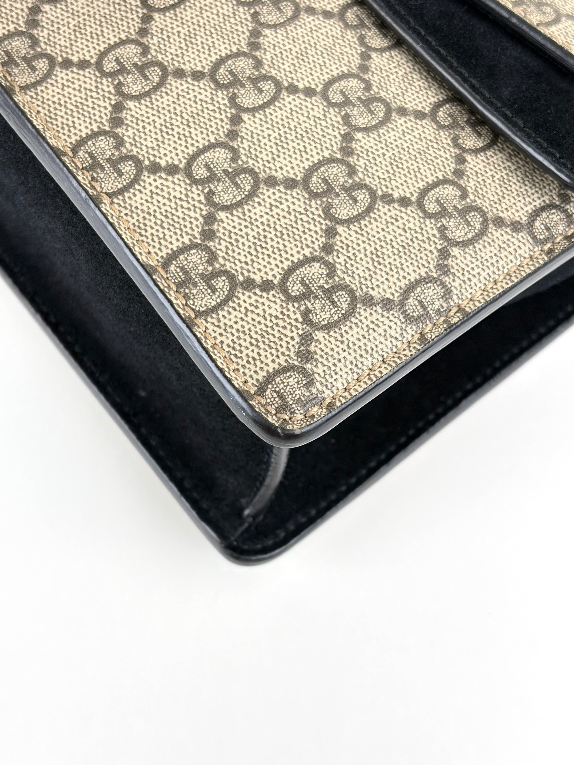 Gucci black GG Supreme monogram crystal small Dionysus