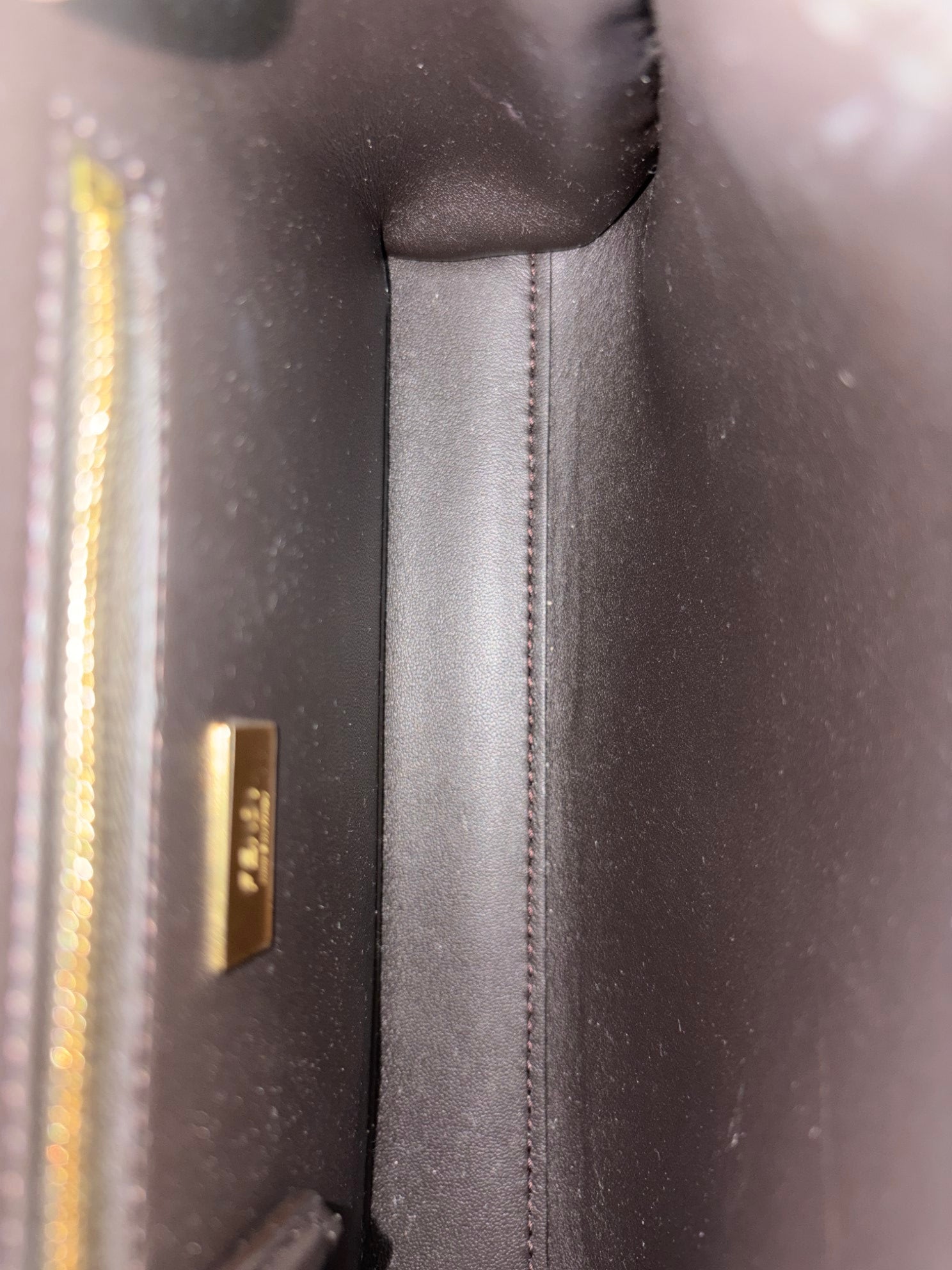 Fendi dark brown leather with threading peekaboo mini