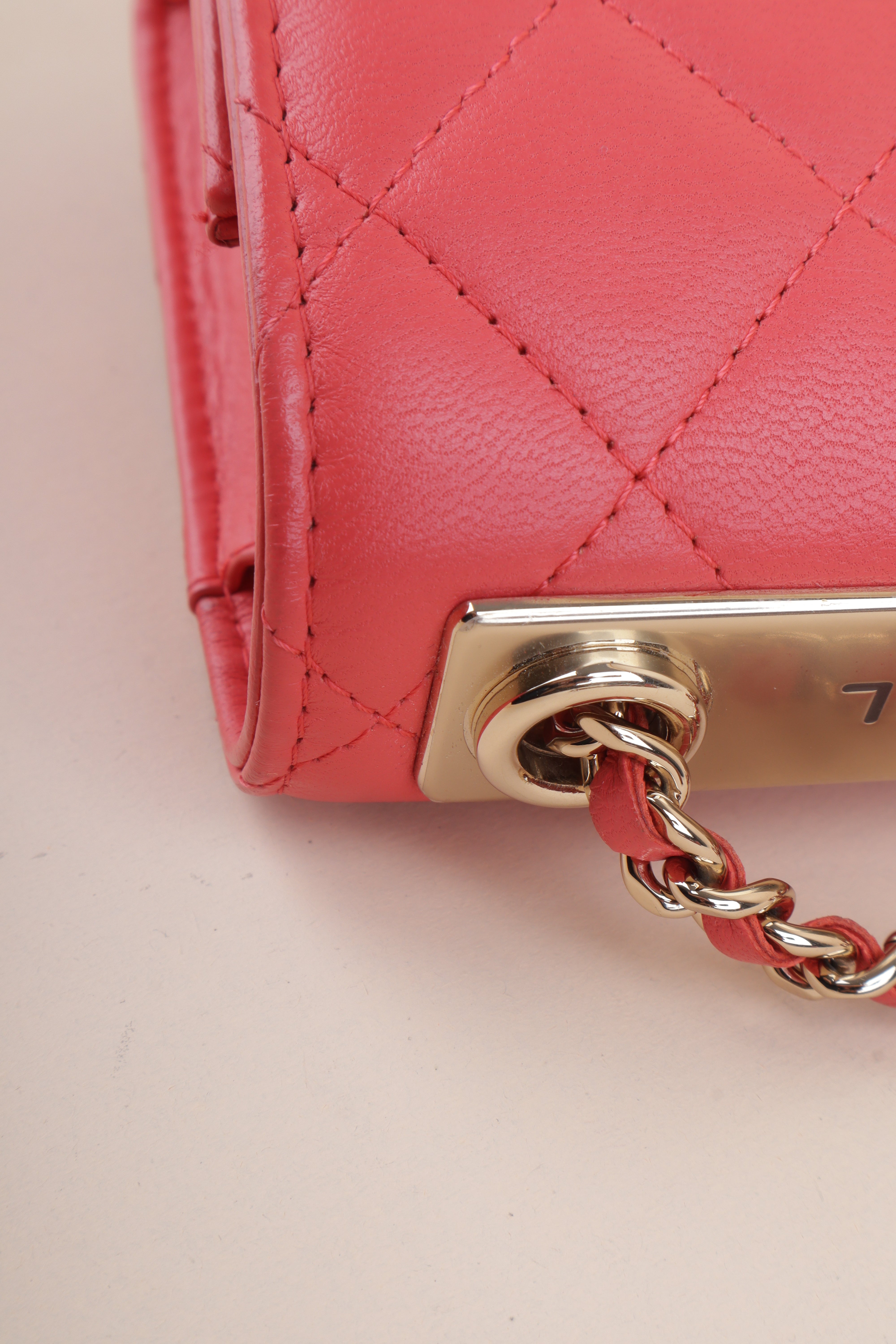 Chanel red CC Mini Trendy Clutch with Chain