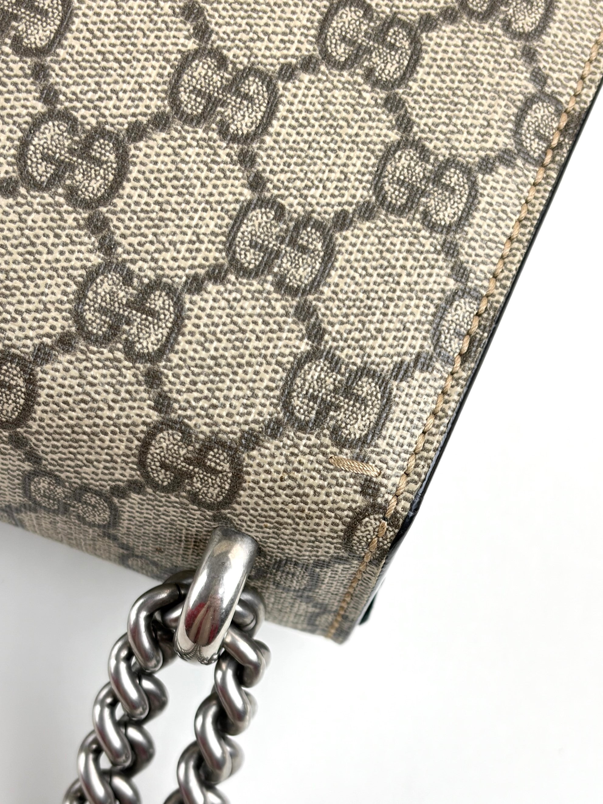 Gucci black GG Supreme monogram crystal small Dionysus
