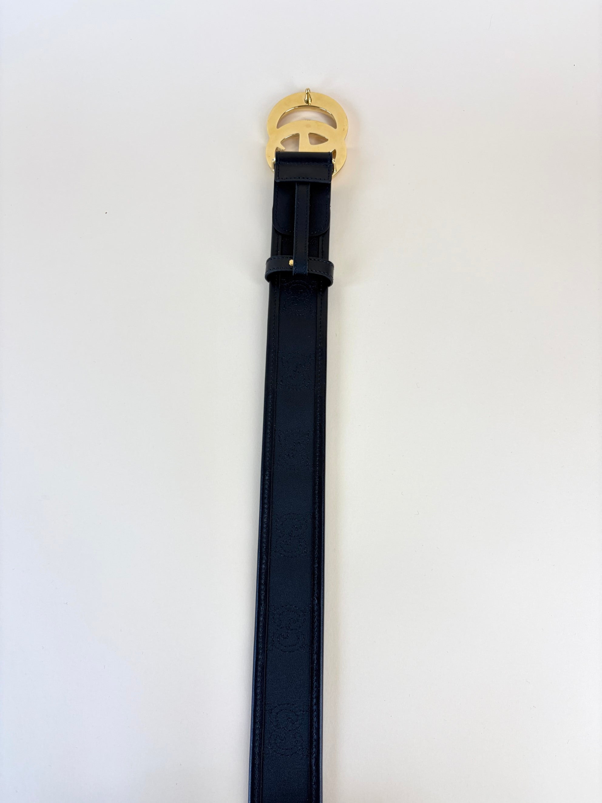 GUCCI black calfskin gg matelassé Marmont 40 mm belt