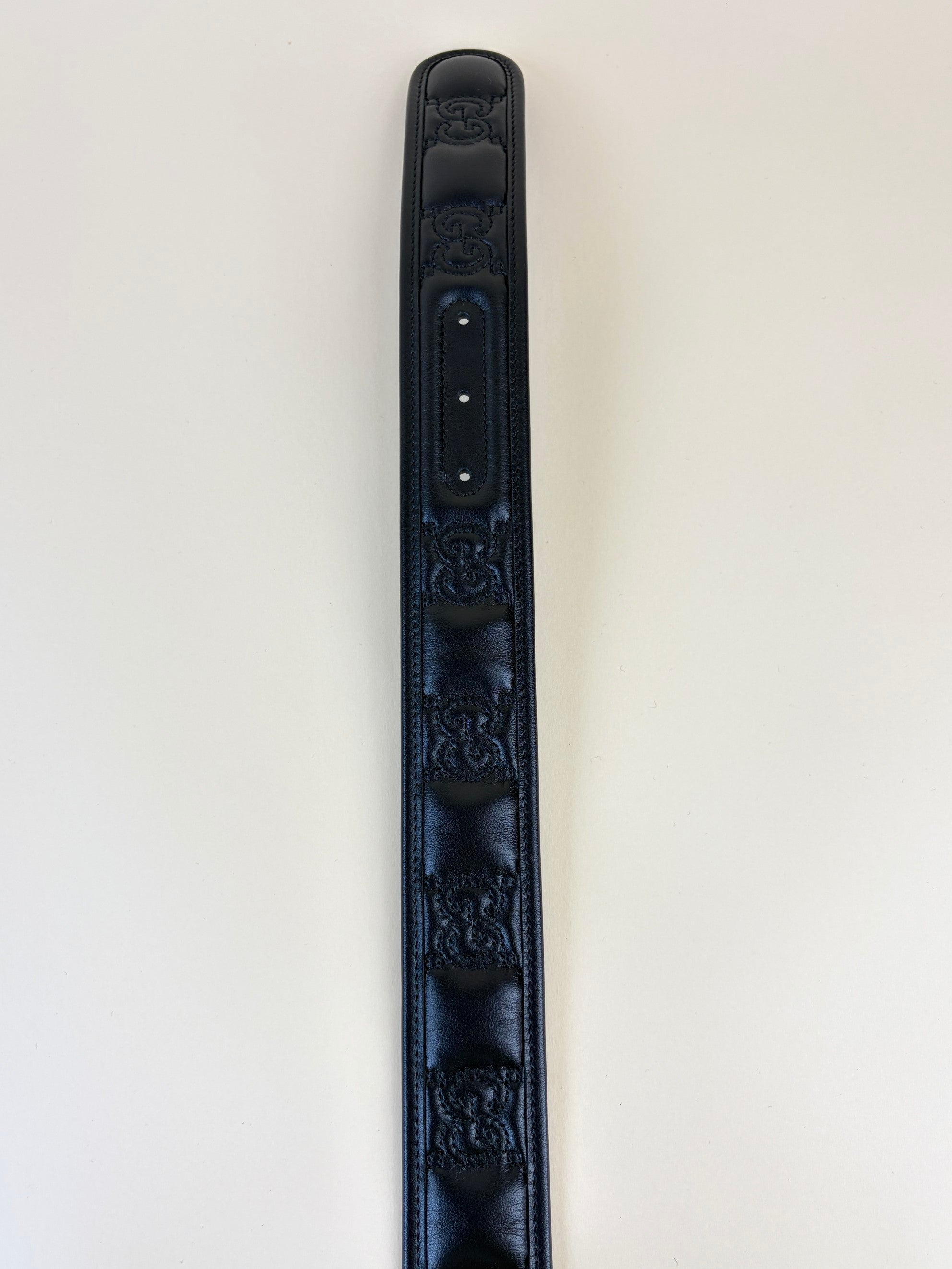 GUCCI black calfskin gg matelassé Marmont 40 mm belt