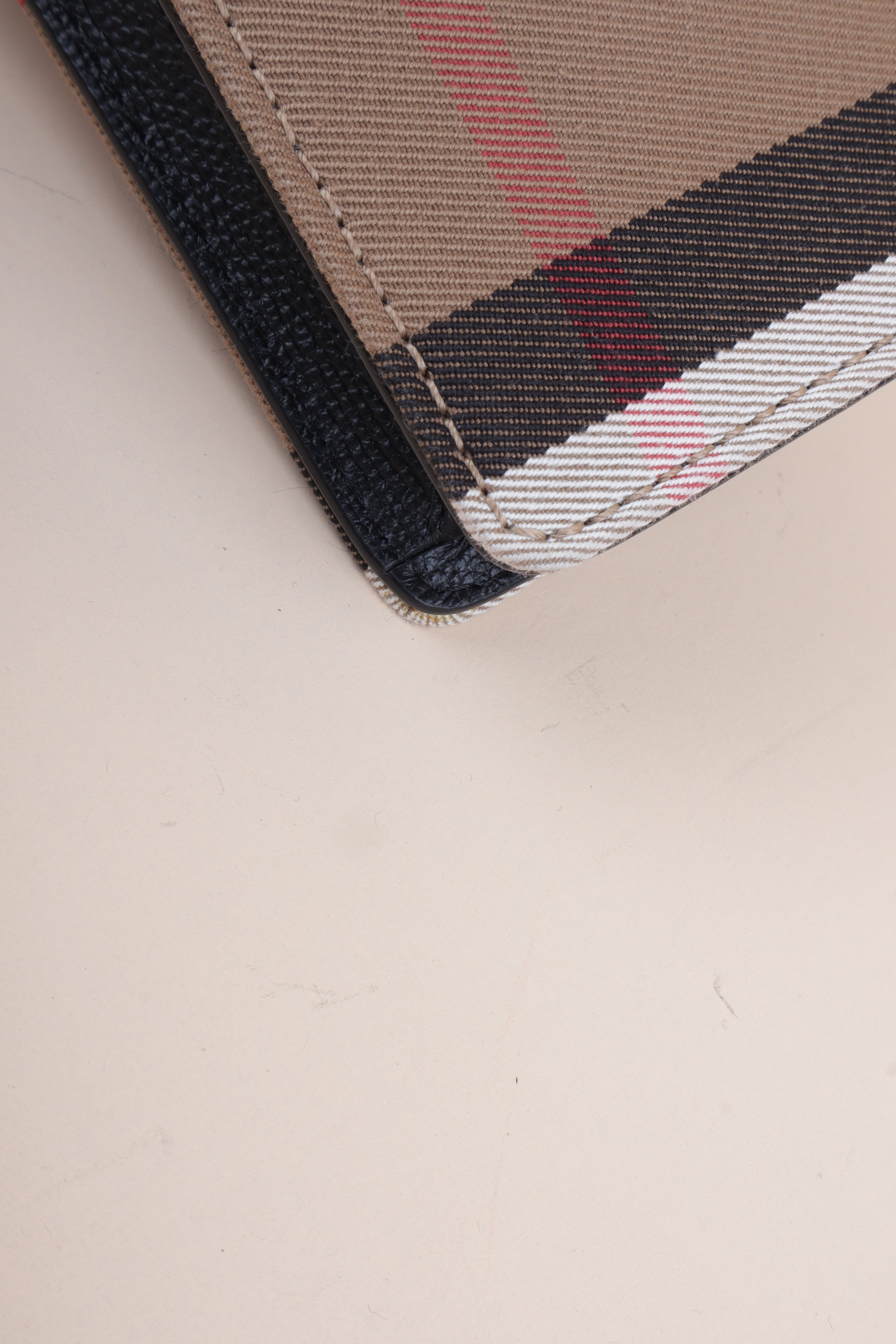 Burberry Black Leather House Check Canvas Derby Crossbody Bag