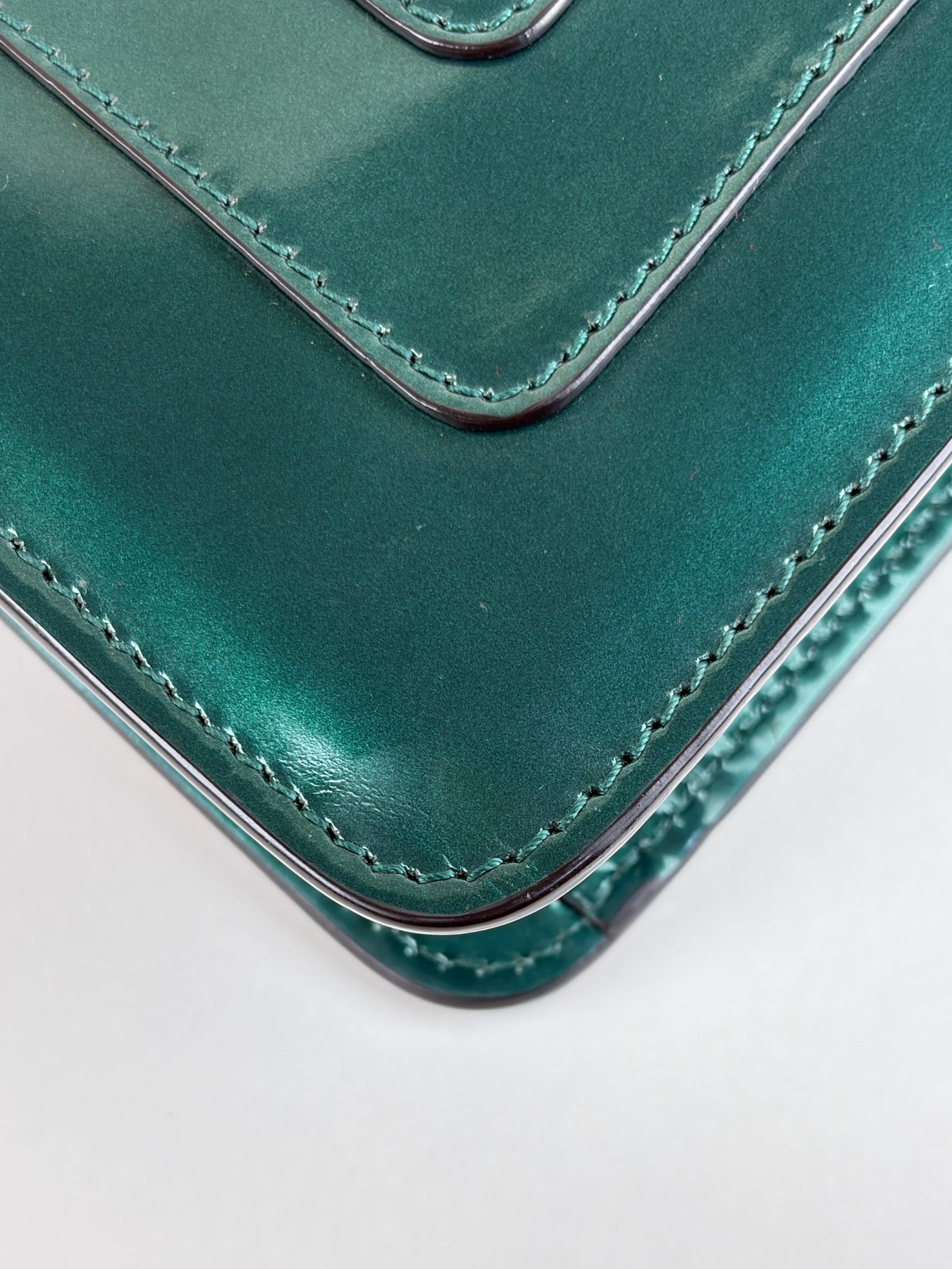 Bvlgari Metallic green patent leather Serpenti Forever Shoulder Bag