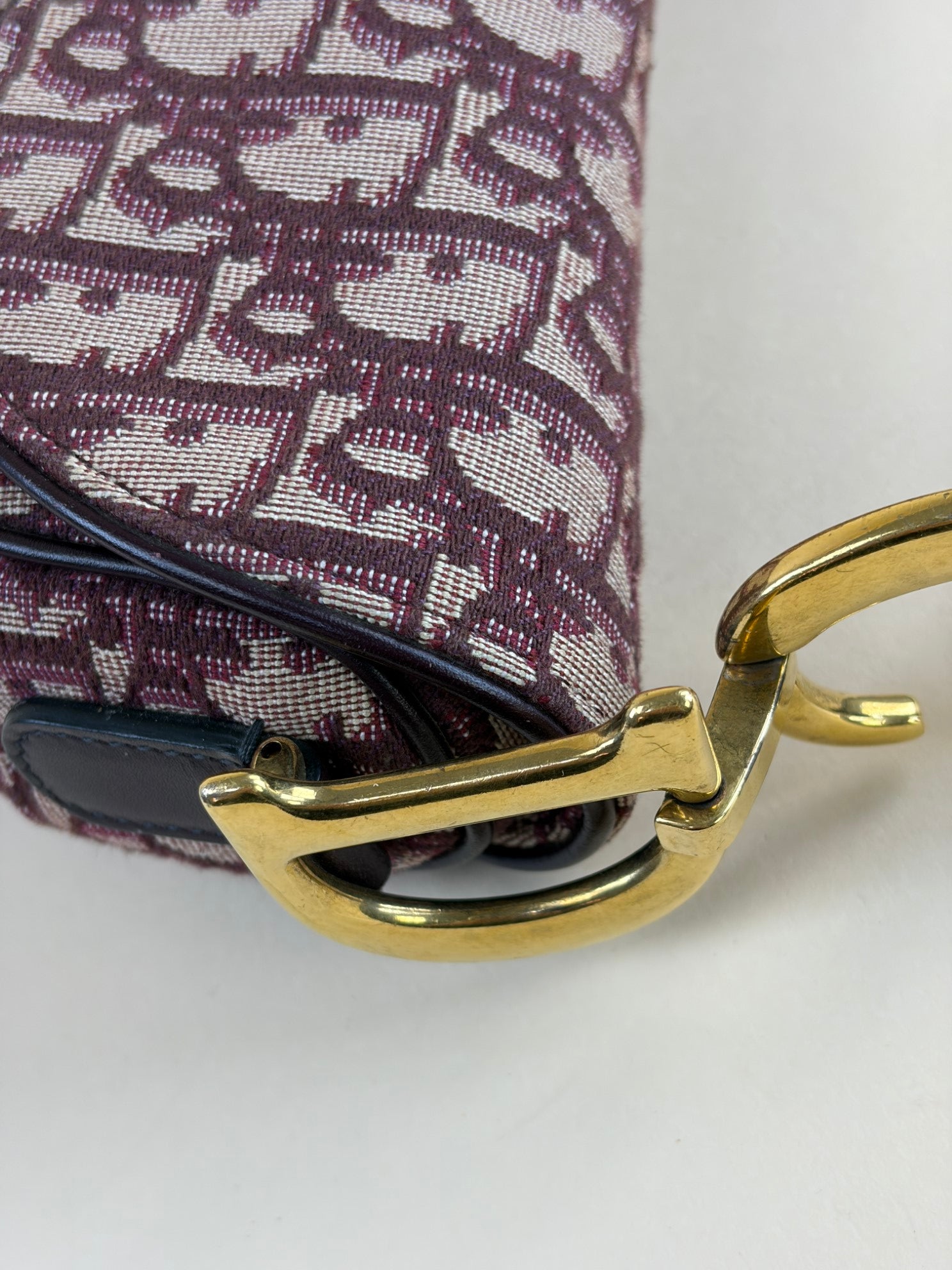 Christian Dior medium saddle burgundy oblique