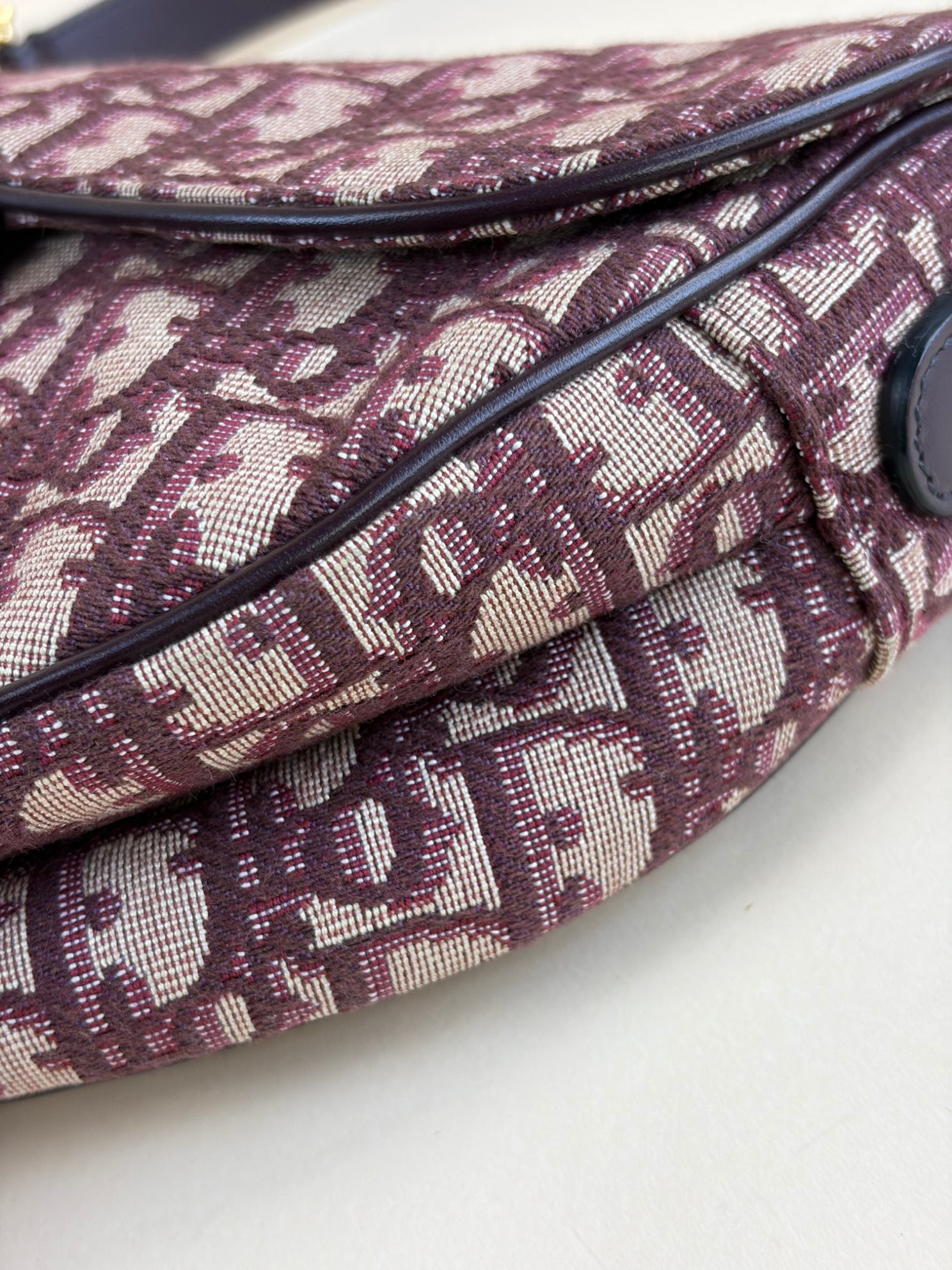 Christian Dior medium saddle burgundy oblique