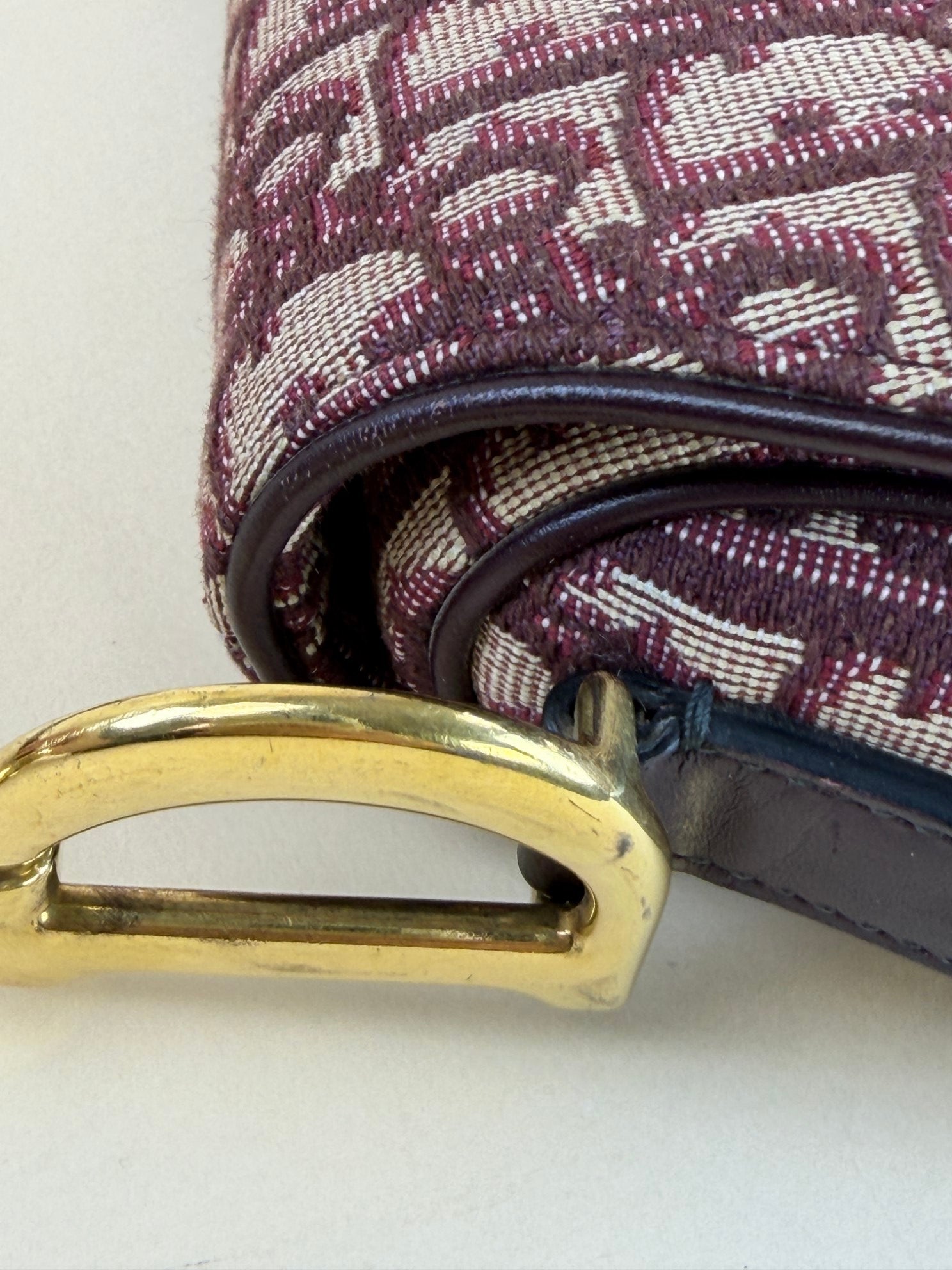 Christian Dior medium saddle burgundy oblique